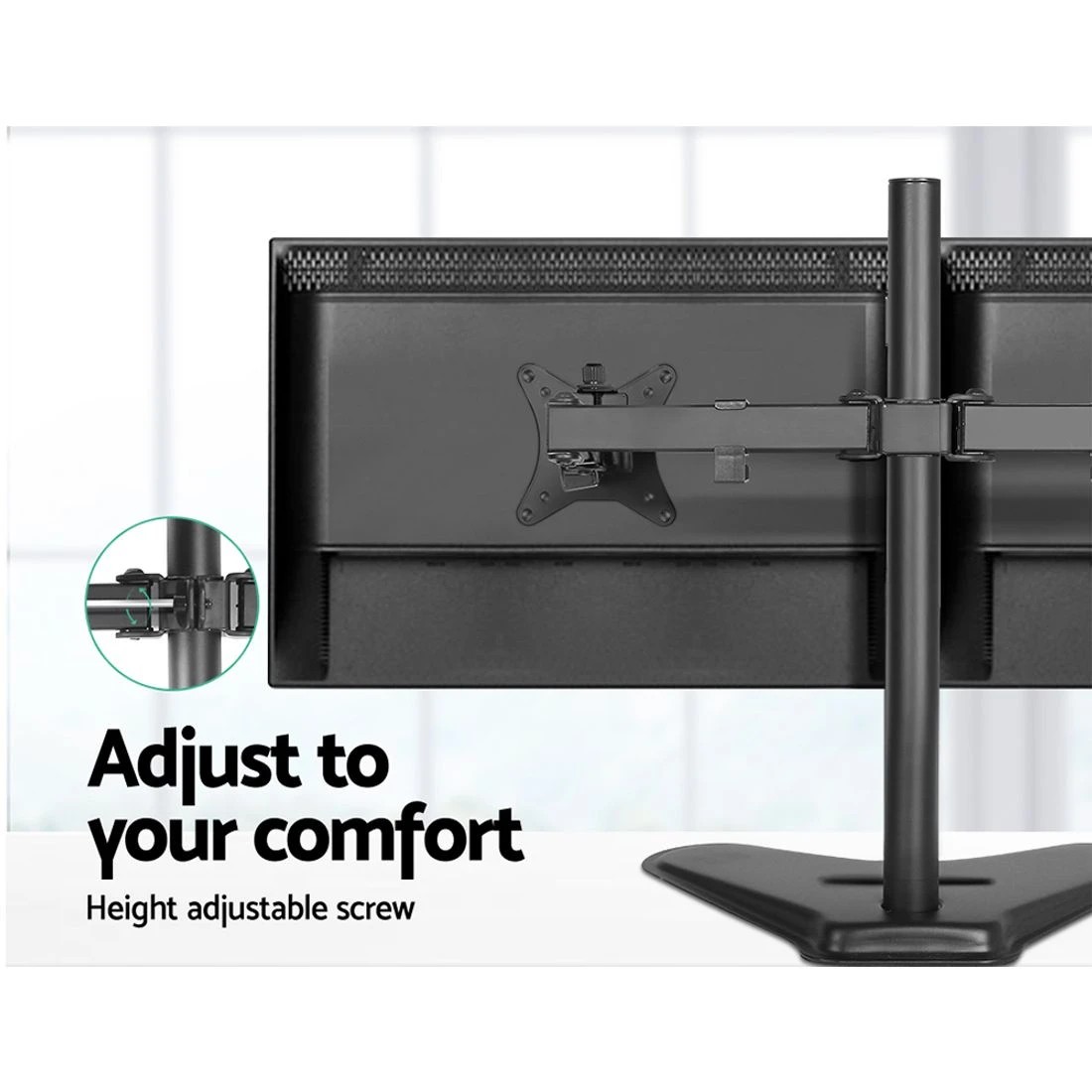 6 Artiss Monitor Stand Arm Dual Hd Led Tv Freestanding Mount Holder 2 Arm Display
 - Black, 6 of 8