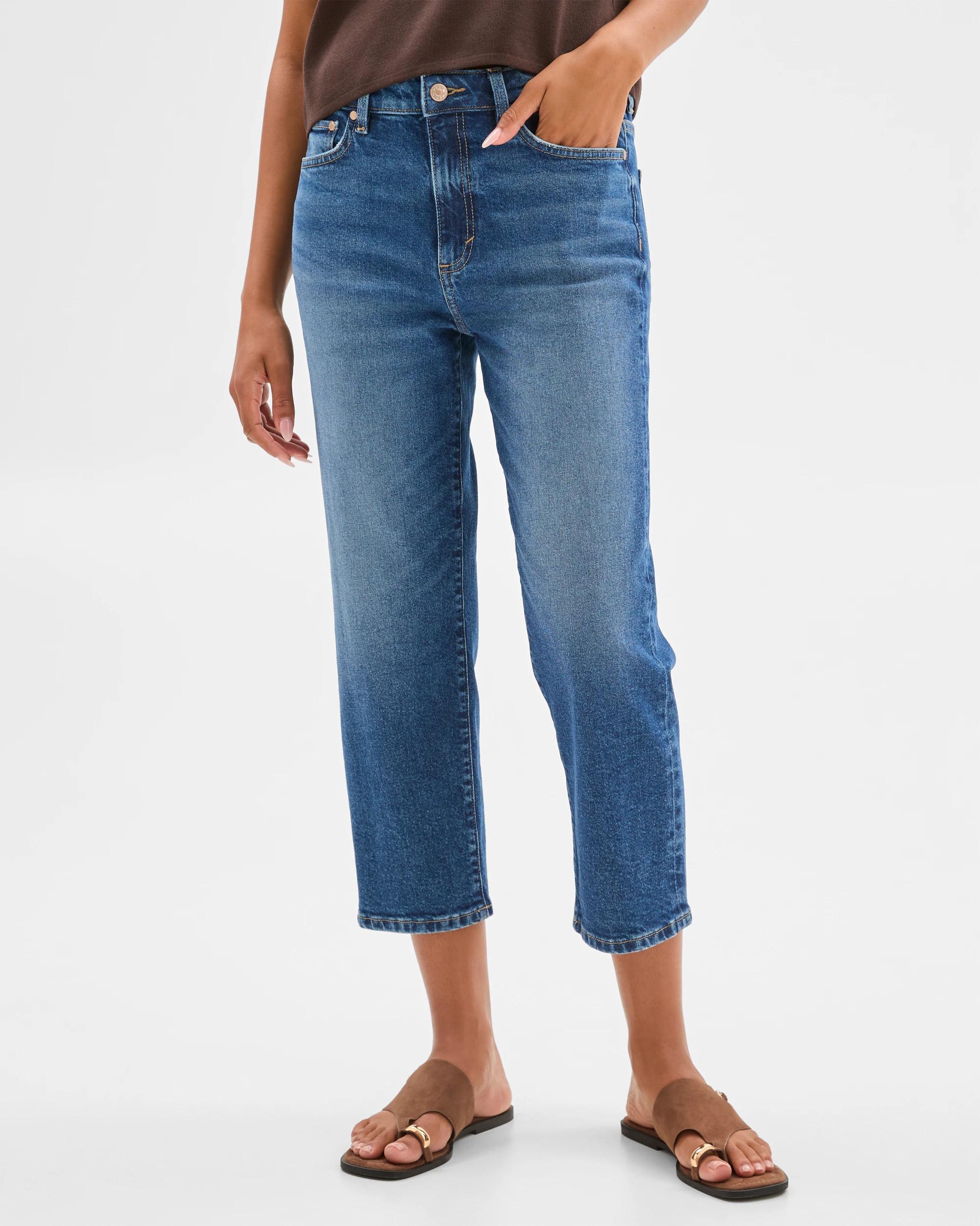 3 Target Mid Rise Crop Length Straight Denim Jeans - Bella BRIGHT INDIGO, 3 of 5