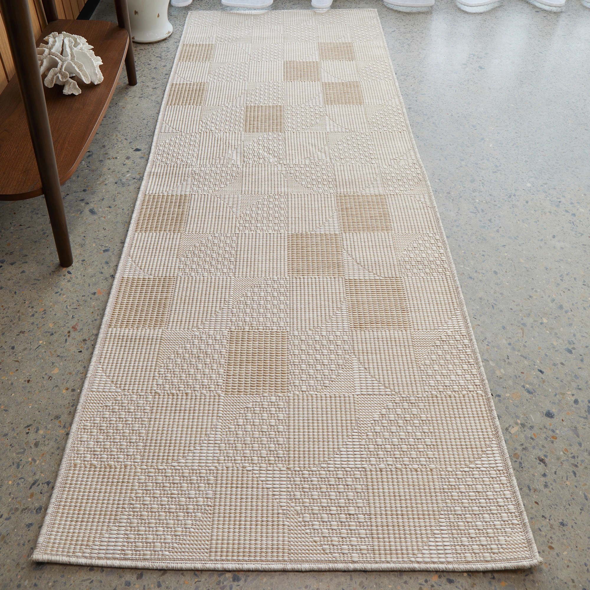 1 Common Ground Rugs Palmline Selin 300x80cm - Medium Outdoor Rug - Beige, 1 of 7