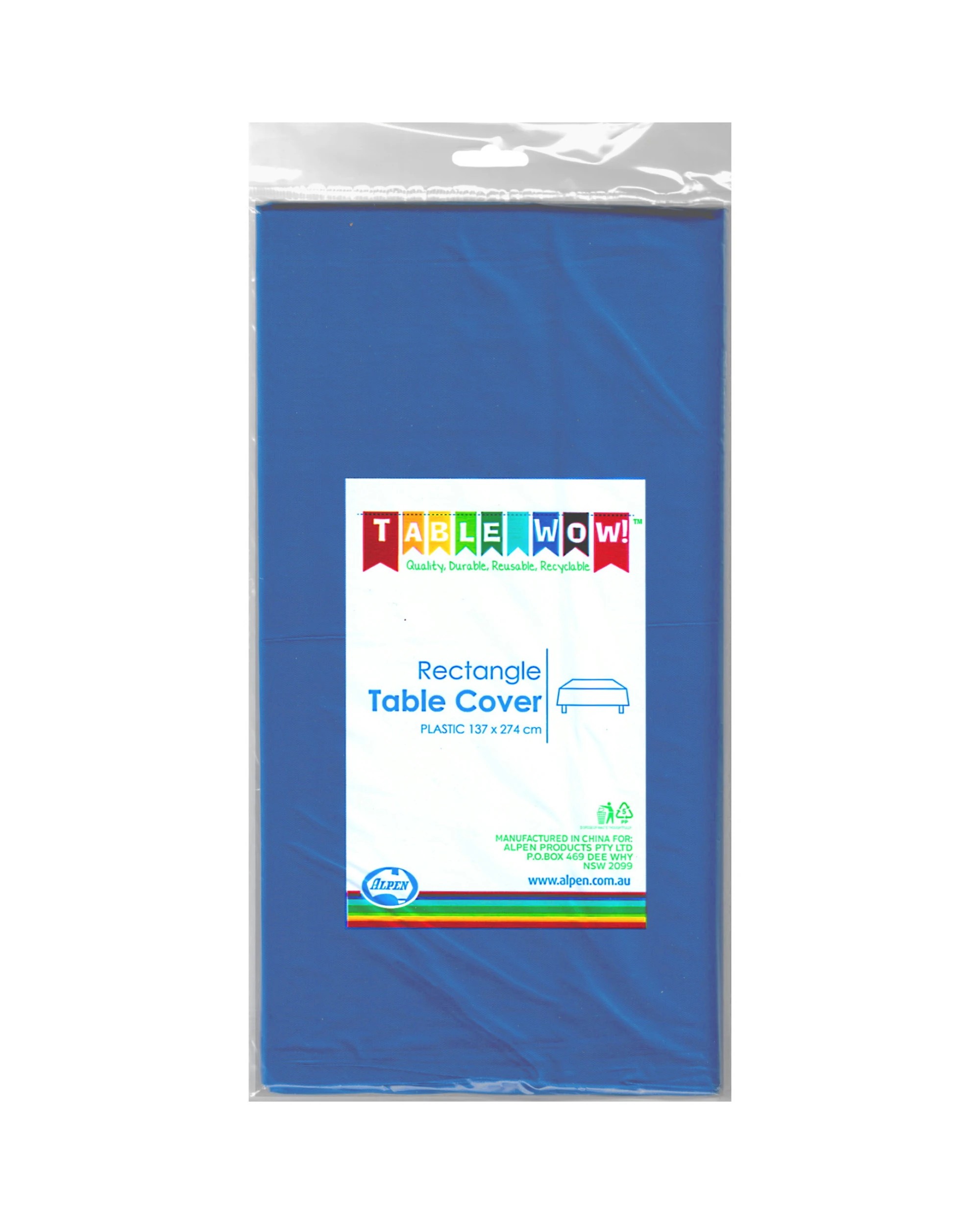 2 Alpen Classic Royal Blue Plastic Rectangular Tablecloth - Blue, 2 of 2