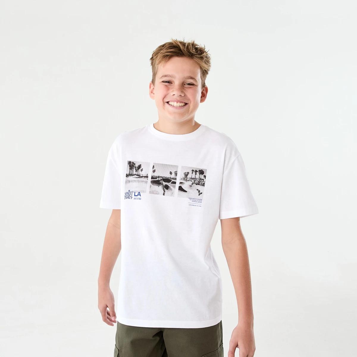 1 Short Sleeve Graphic Print T-shirt LA SKATE OF MIND WHITE, 1 of 7