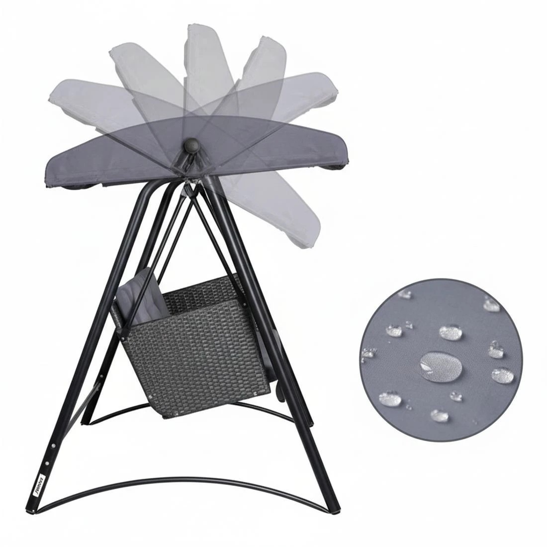 5 Gardeon Outdoor Swing Chair Garden Bench Furniture Canopy 3 Seater - Grey, 5 of 5