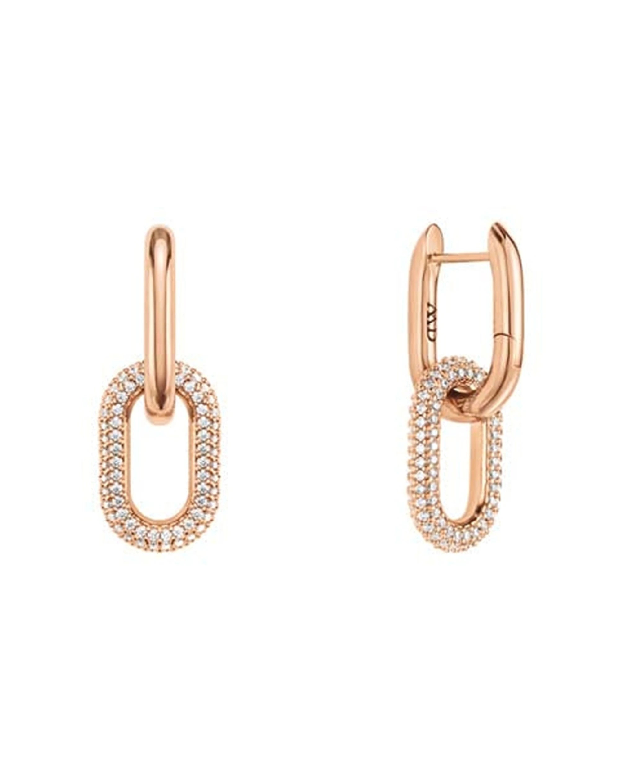 1 Daniel Wellington Crystal Link Earrings Rose Gold Stainless Steel Jewellery - Gold, 1 of 1