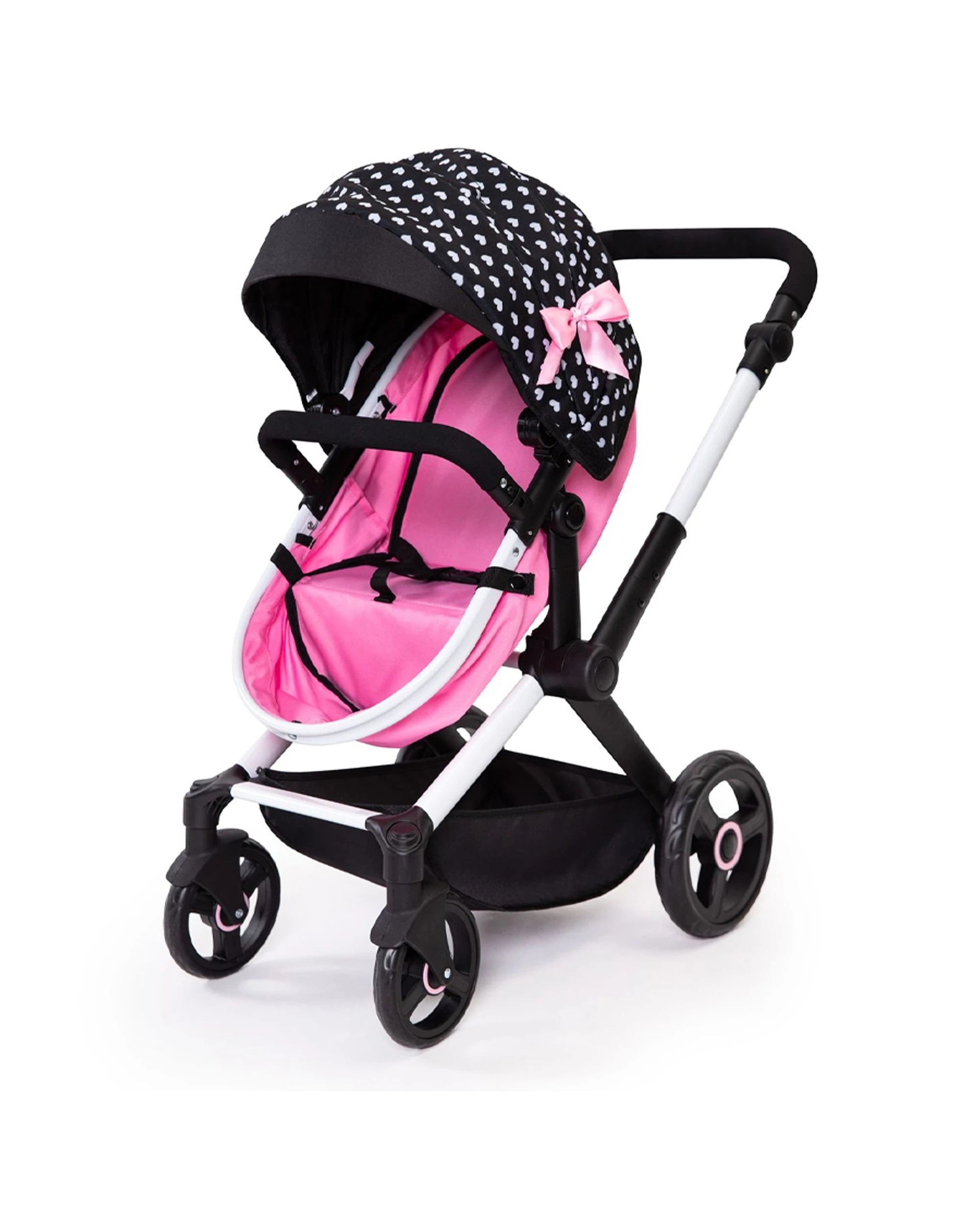2 Bayer Xeo Compact Adjustable Doll Pram With White Hearts And Bow Kids 3+ - Pink, 2 of 2