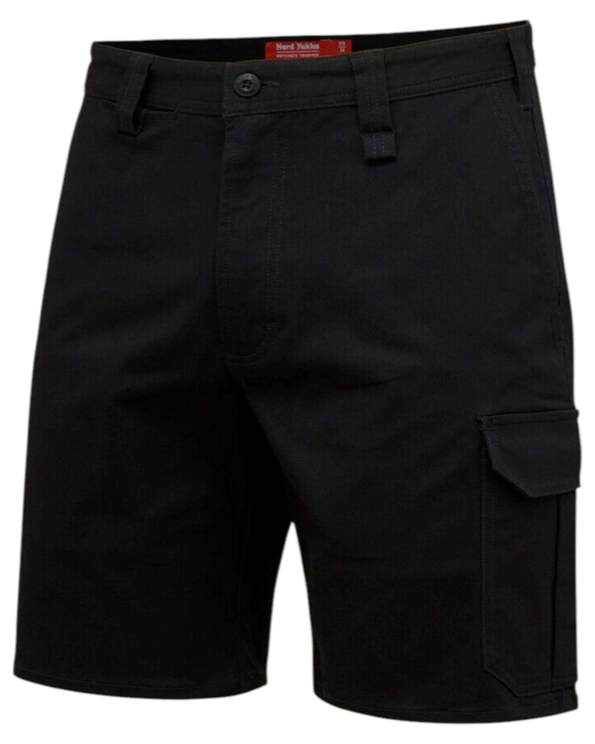 1 Hard Yakka Mens Core Basic Stretch Drill Cargo Short Black Black, 1 of 6