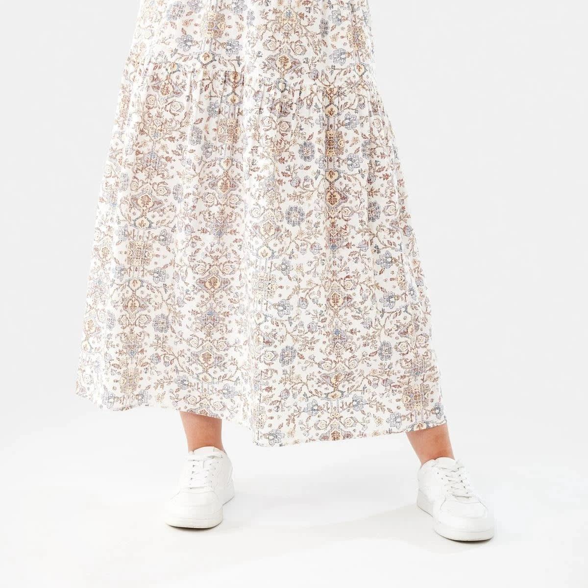 10 Short Sleeve Shirred Waist Midi Dress BOHO FLORAL BRUNI BLUE, 10 of 10