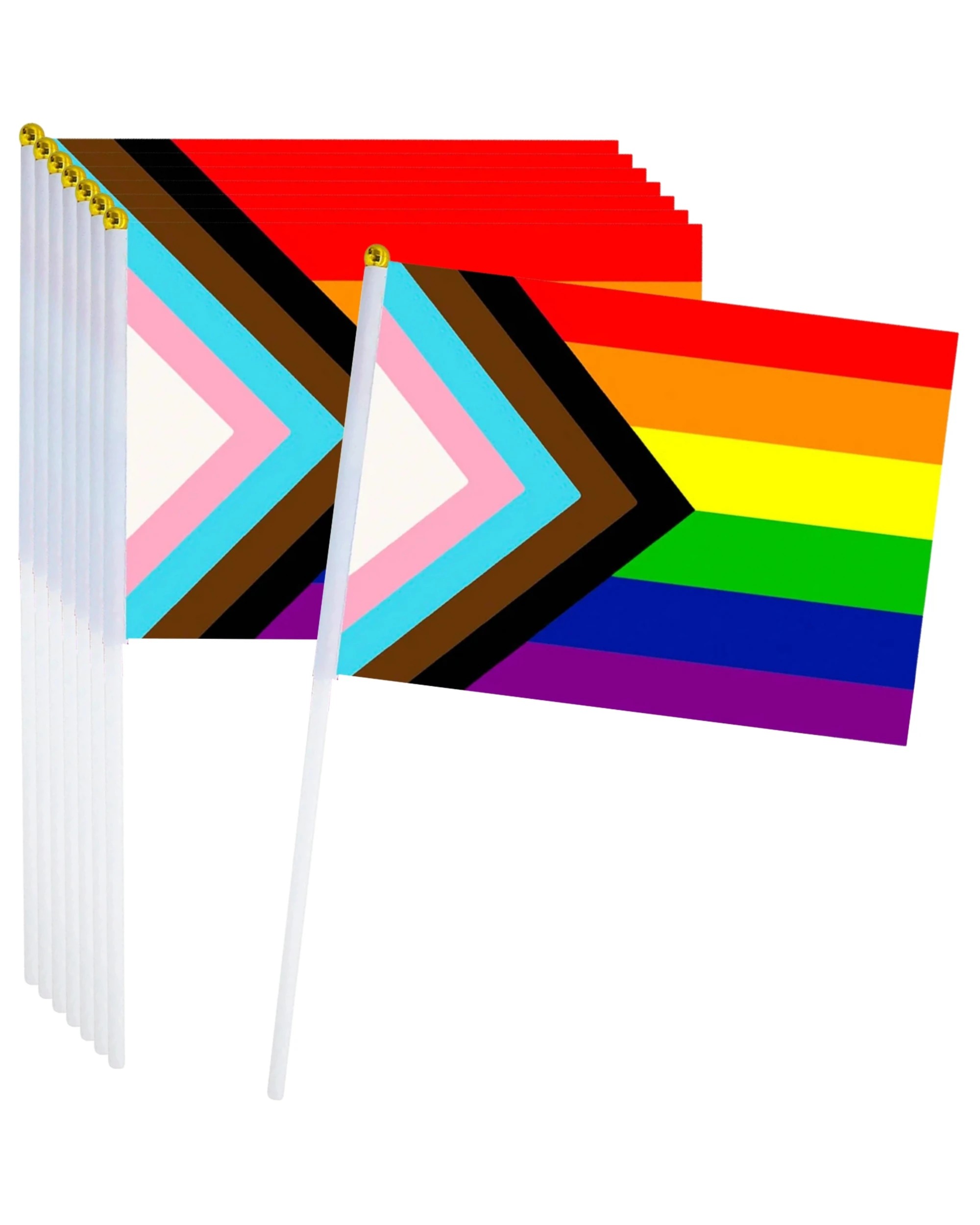 1 Partyrama Rainbow Progress Pride Flags 21.5cm Pack of 8, 1 of 4