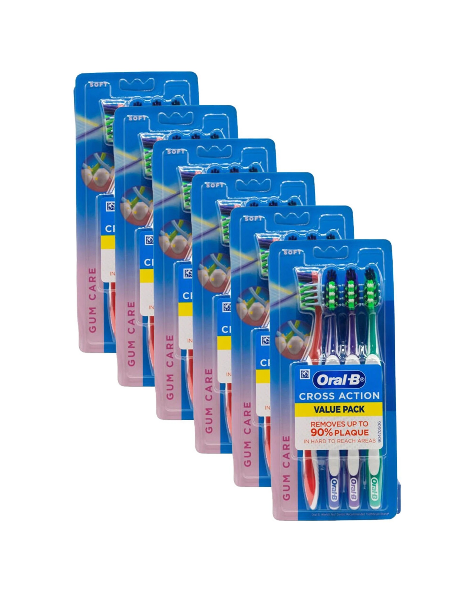 1 Oral B 6x 4pc Cross Action Gum Care Soft Bristle Toothbrush Teeth Cleaning - Multi, 1 of 3