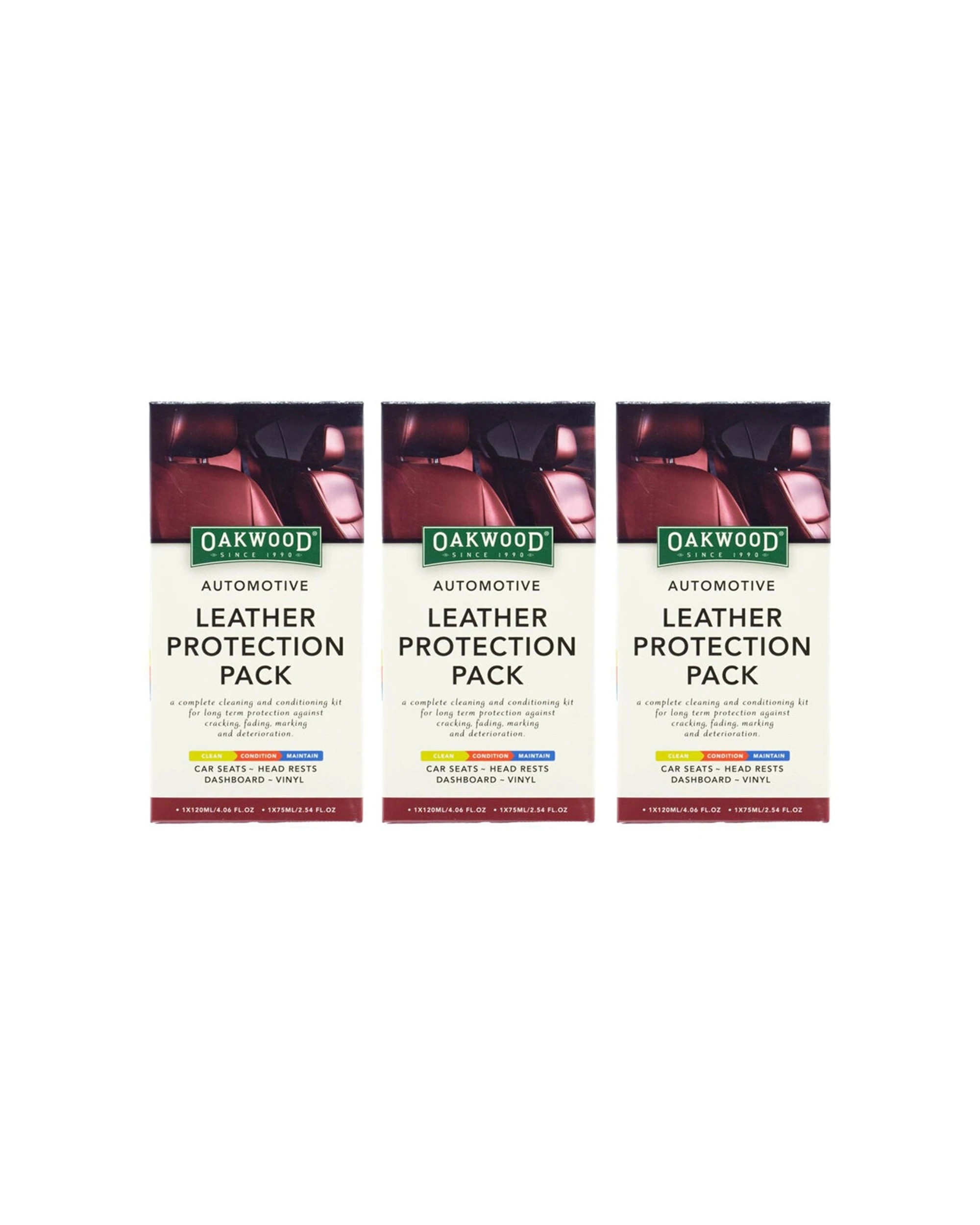 1 3x4pc Oakwood Automotive Leather Protection Pack Clean Condition Maintain - Multi, 1 of 5