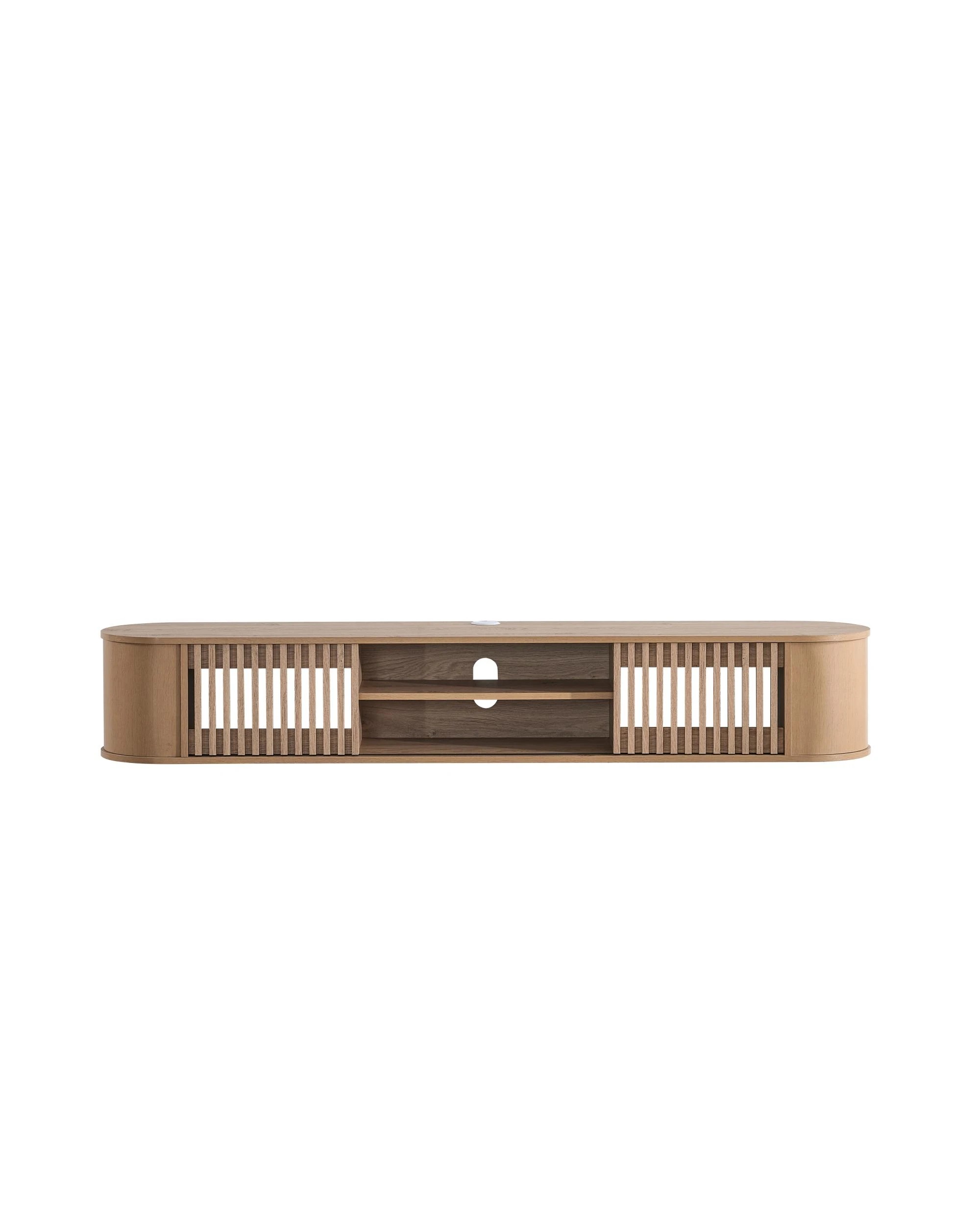 5 Kodu Wall Mount Entertainment TV Unit Floating 2 Doors 180cm Oak - Natural, 5 of 8