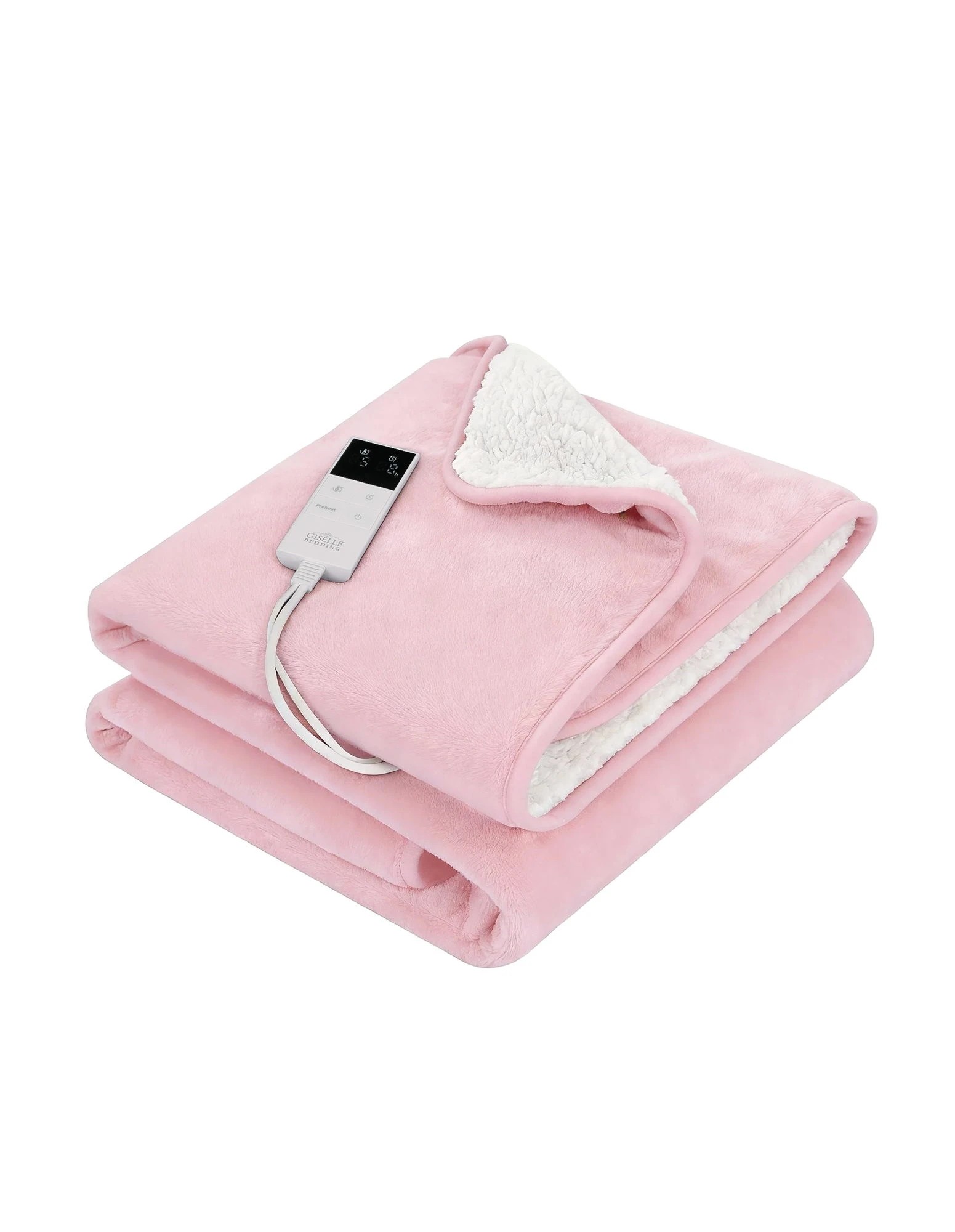 8 Giselle Electric Throw Rug Dual Side Fleece Flannel Heated Blanket - Pink, 8 of 8
