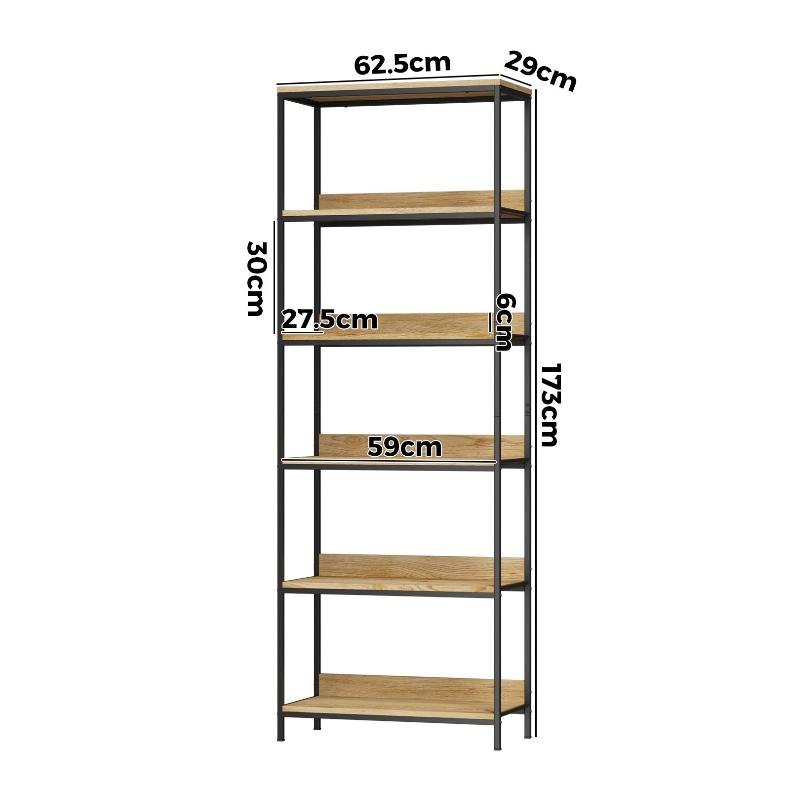 7 Oikiture Display Shelf 5 Tier Bookshelf Storage Shelves Stand Rack Bookcase
 - Natural, 7 of 9
