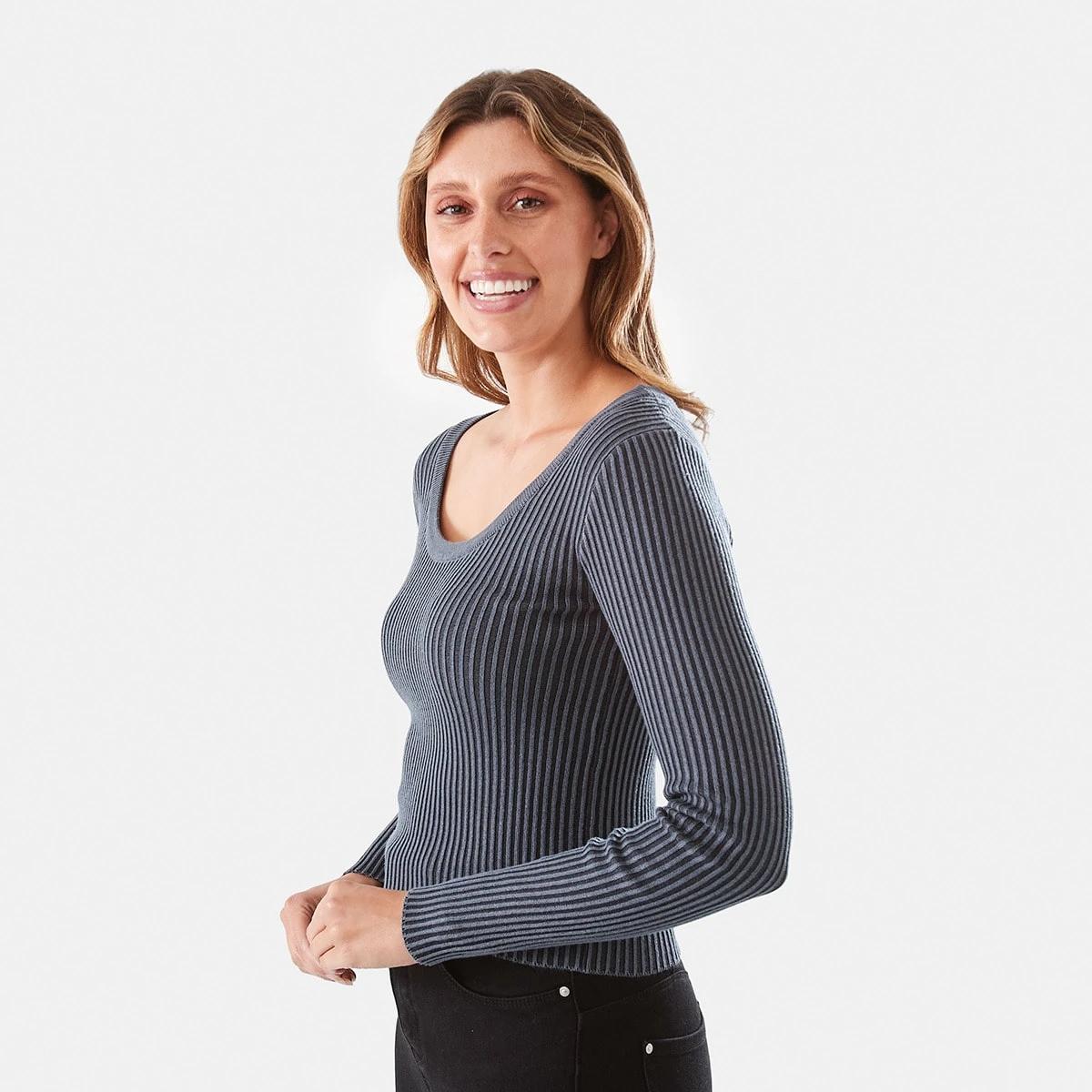 2 Long Sleeve True Knit Scoop Neck Top Vntg Ind, 2 of 6
