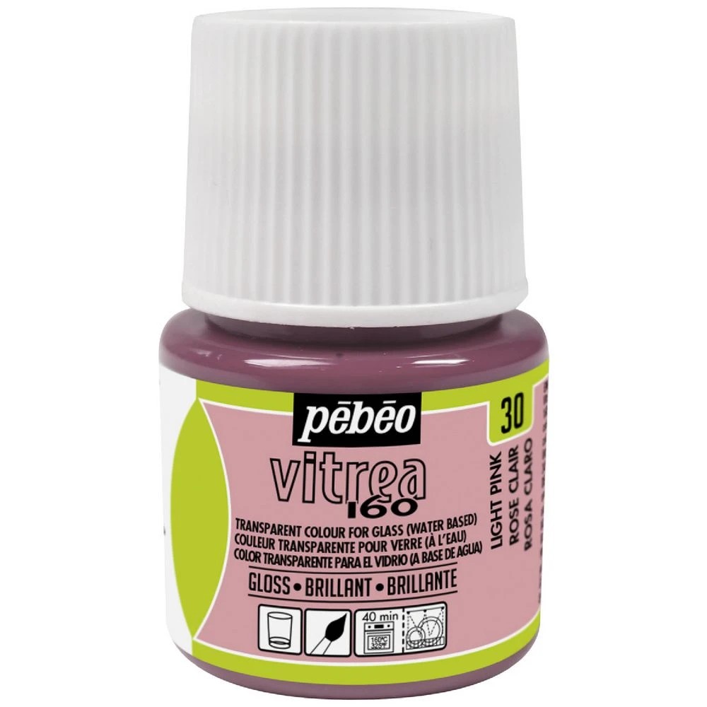 1 Pebeo Vitrea 160 Glossy Glass Paint 45mL Light Pink, 1 of 1