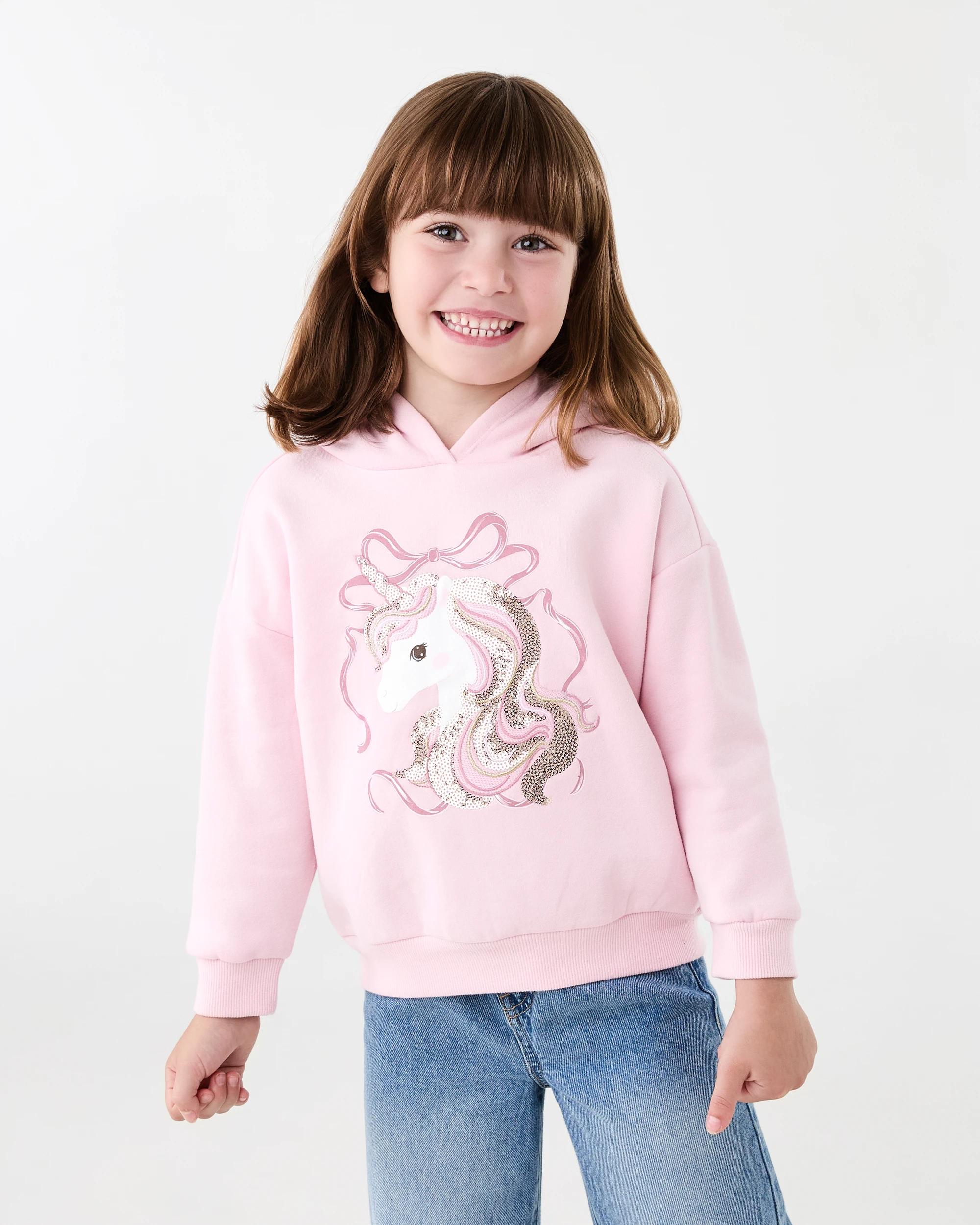 1 Oversized Sequin Embroidered Hoodie Pnk Unicrn