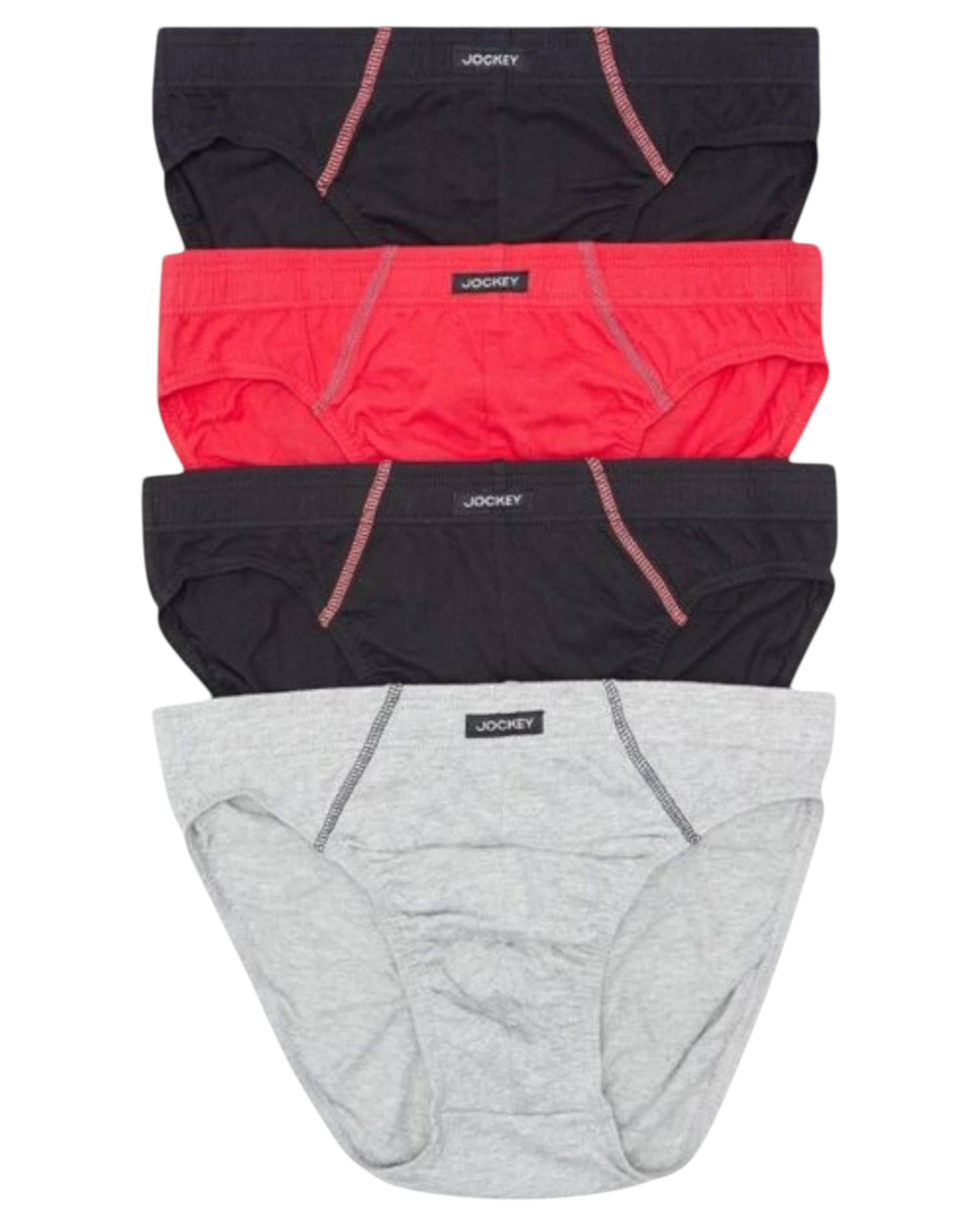 1 Jockey 8 Pack Mens Cotton Briefs / Grey/ Red Underwear Black/grey/red, 1 of 10