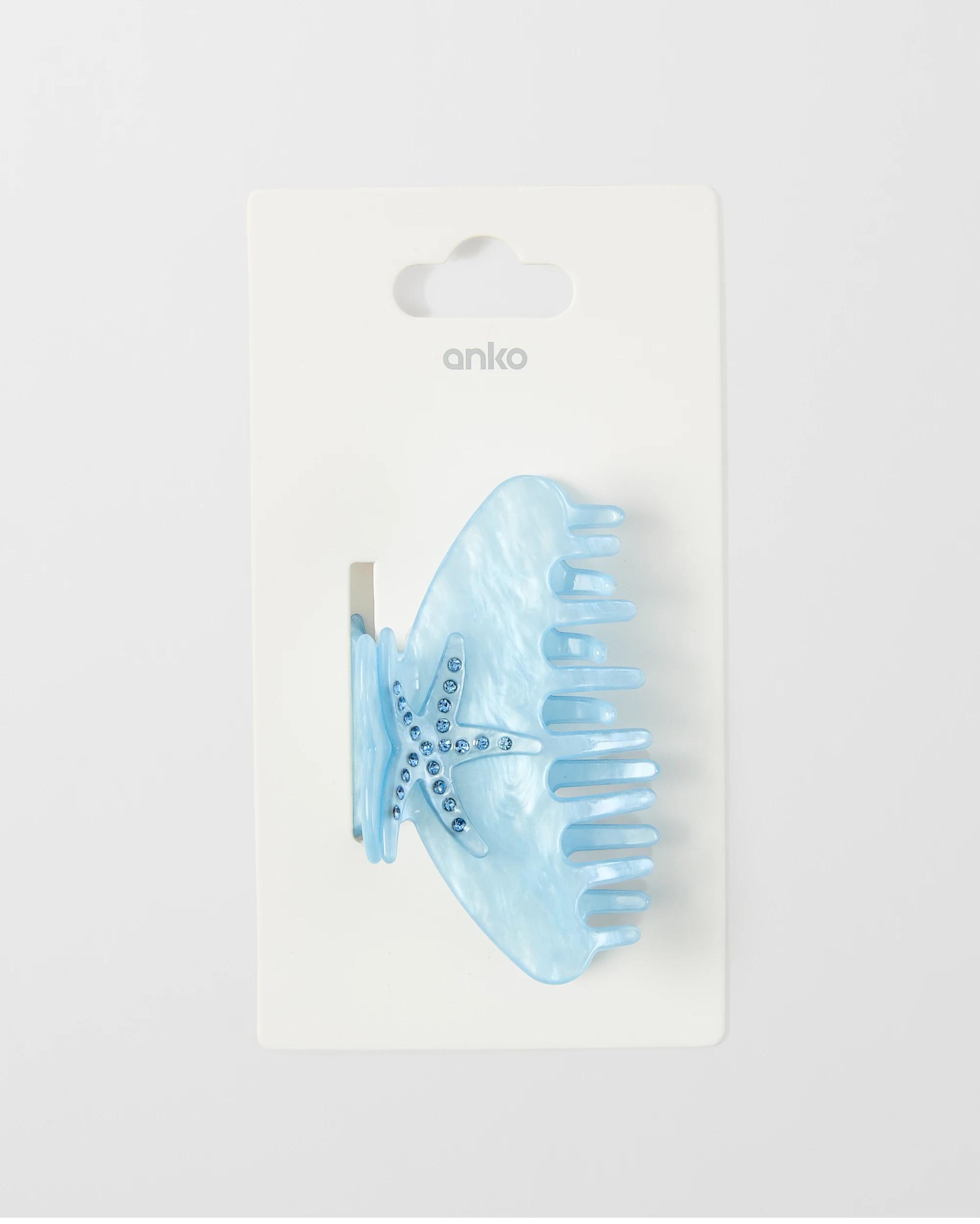 3 Blue Novelty Starfish Claw Hair Clip Acc Blue, 3 of 3