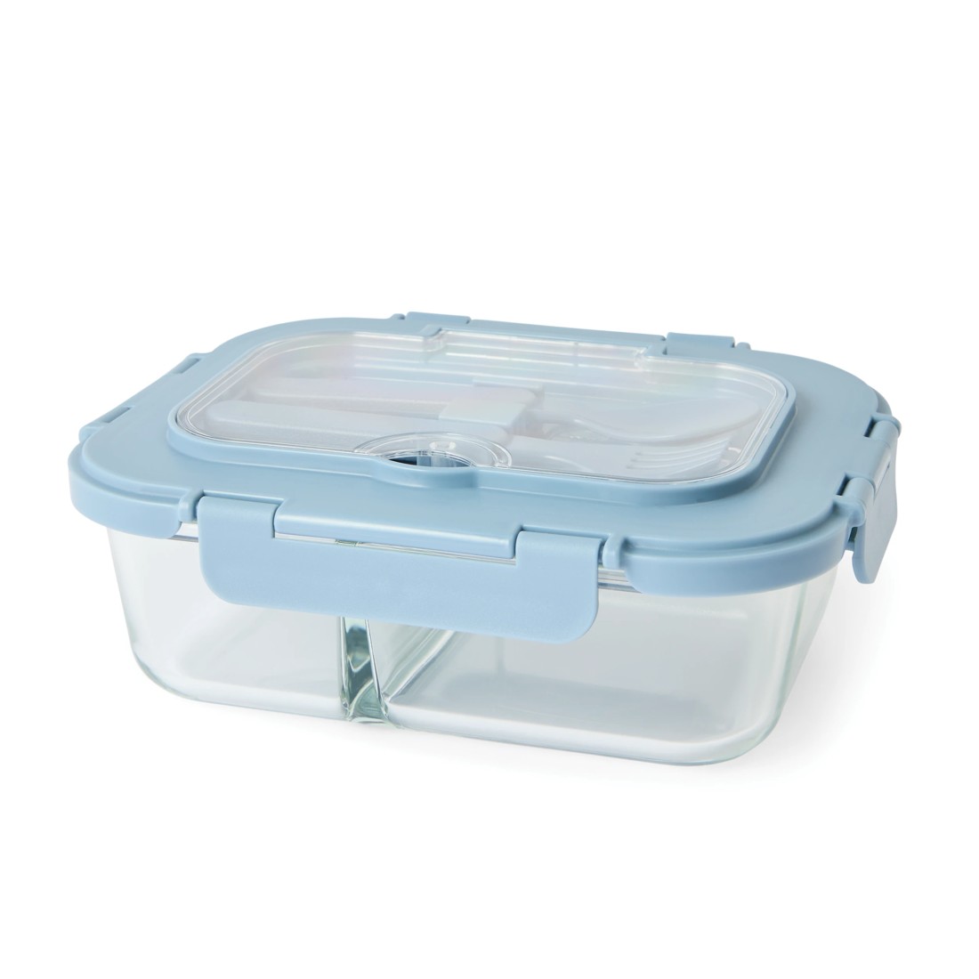 2 Glass Bento Lunch Box with Cutlery - Blue, 2 of 8