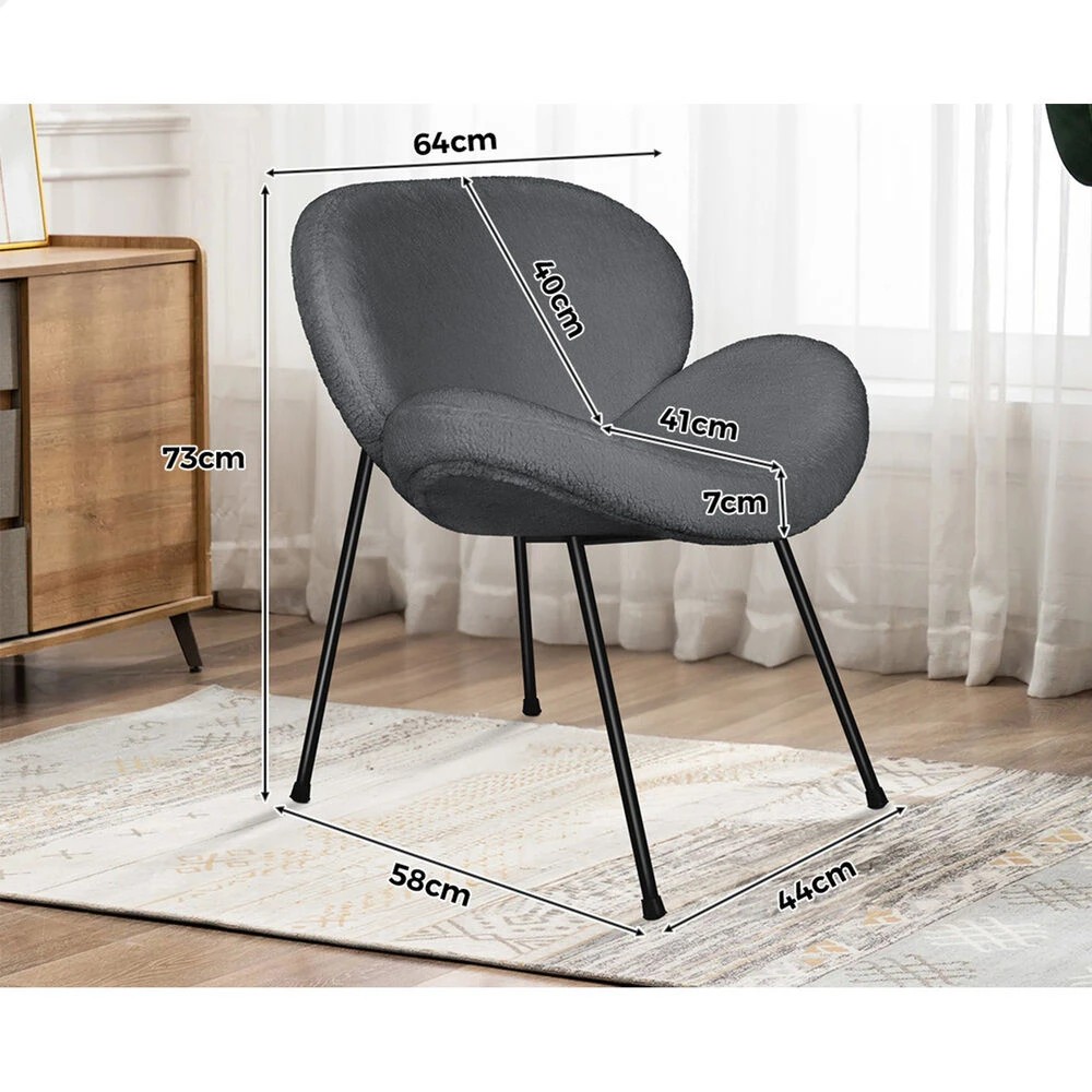 9 Alfordson Dining Chair Armchair Accent Kitchen Padded Living Room Sherpa - Grey, 9 of 9