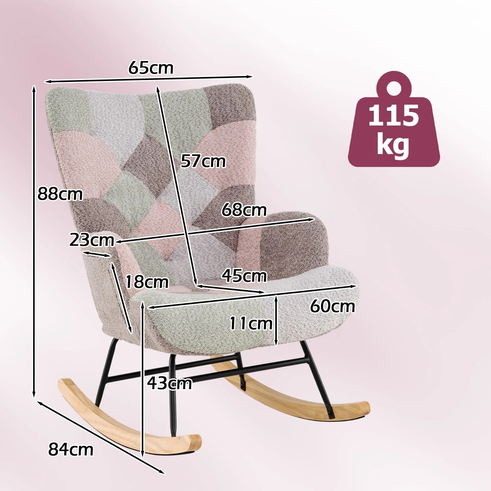 4 Costway Rocking Chair Upholstered Nursing Armchair Accent Glider Rocker, 4 of 4