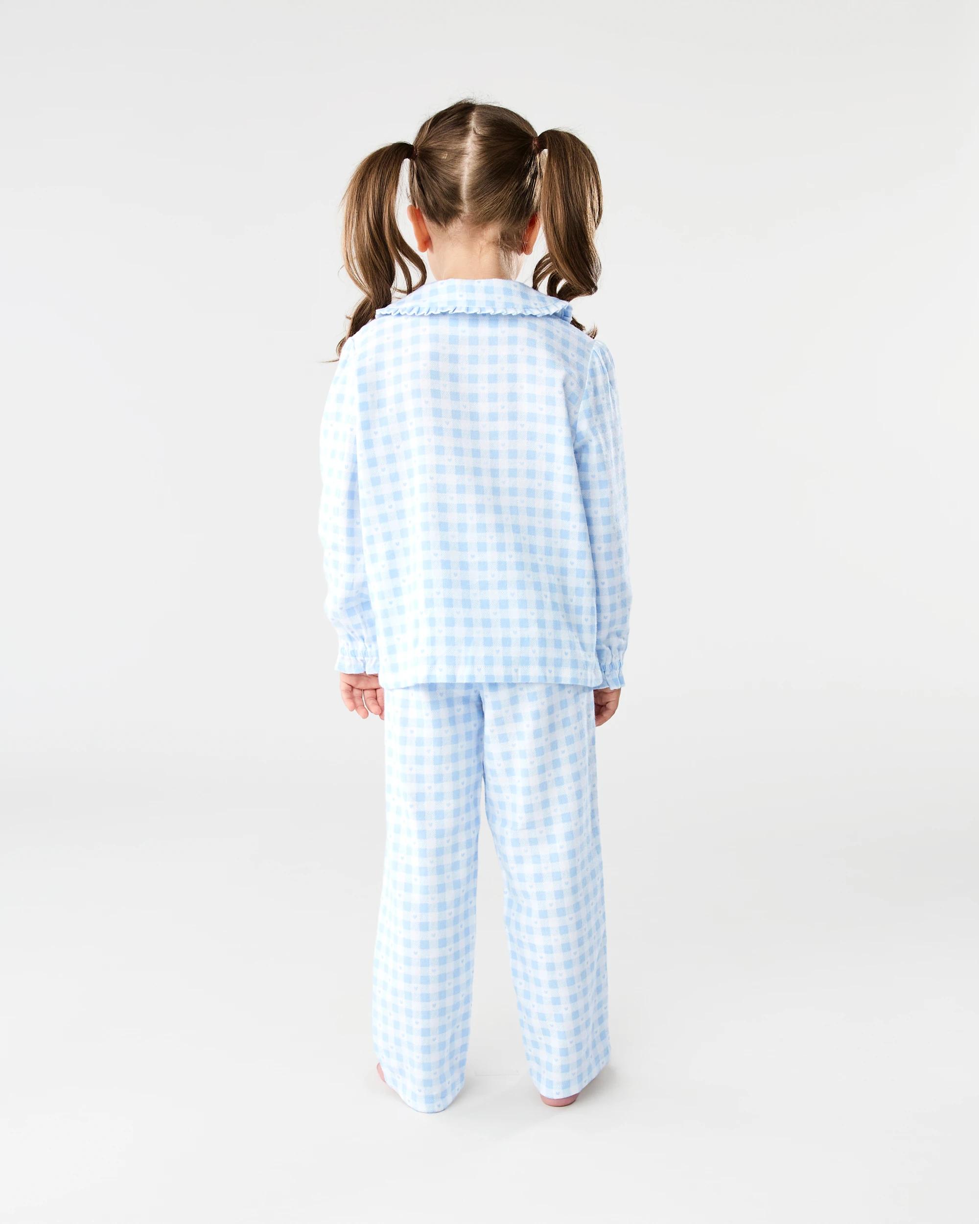 2 Print Flannel Pyjama Set Blu Check, 2 of 7