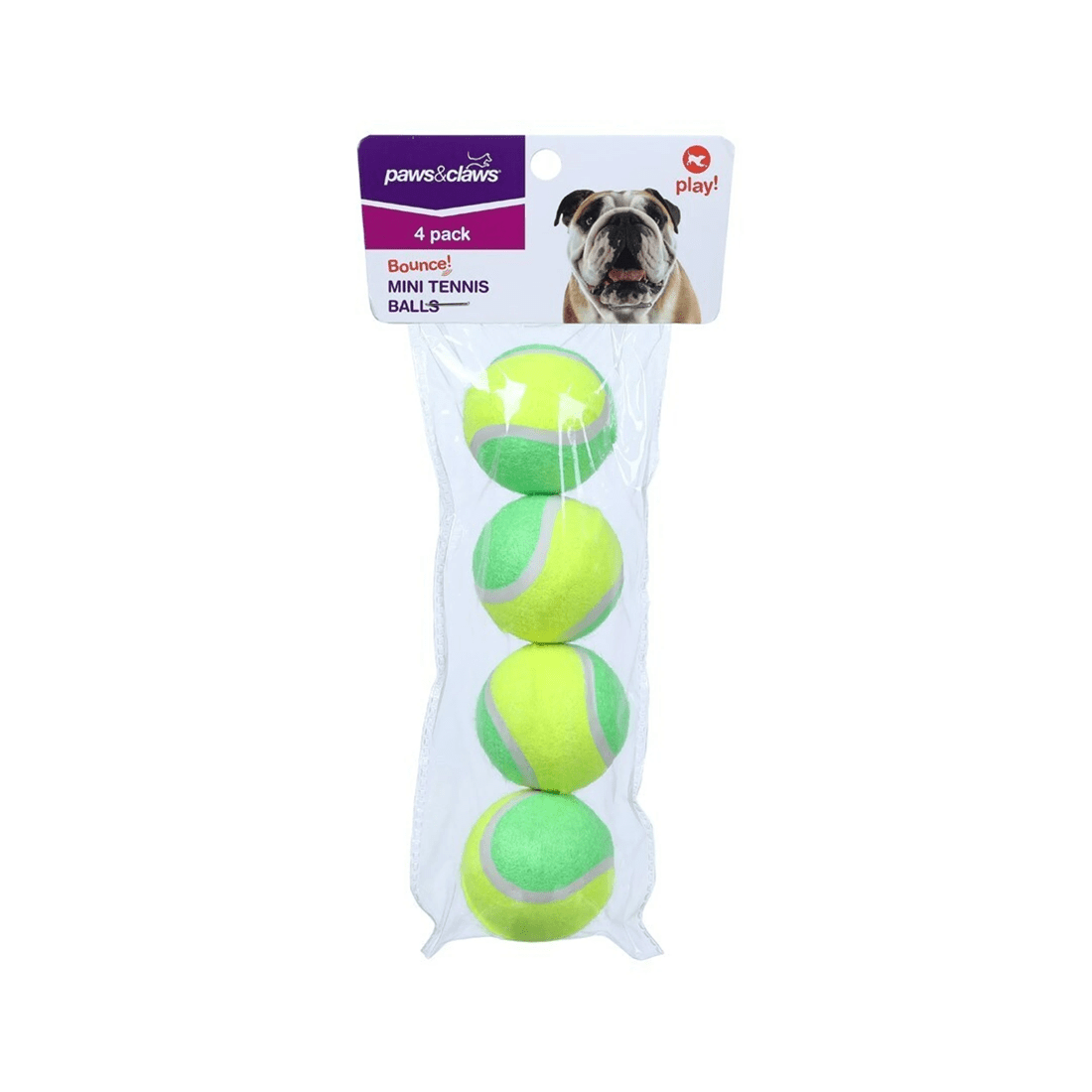 4 Paws And Claws 4pk 4cm Mini Tennis Ball Dog Toy Interactive Play Bright Colours
 - Green, 4 of 9