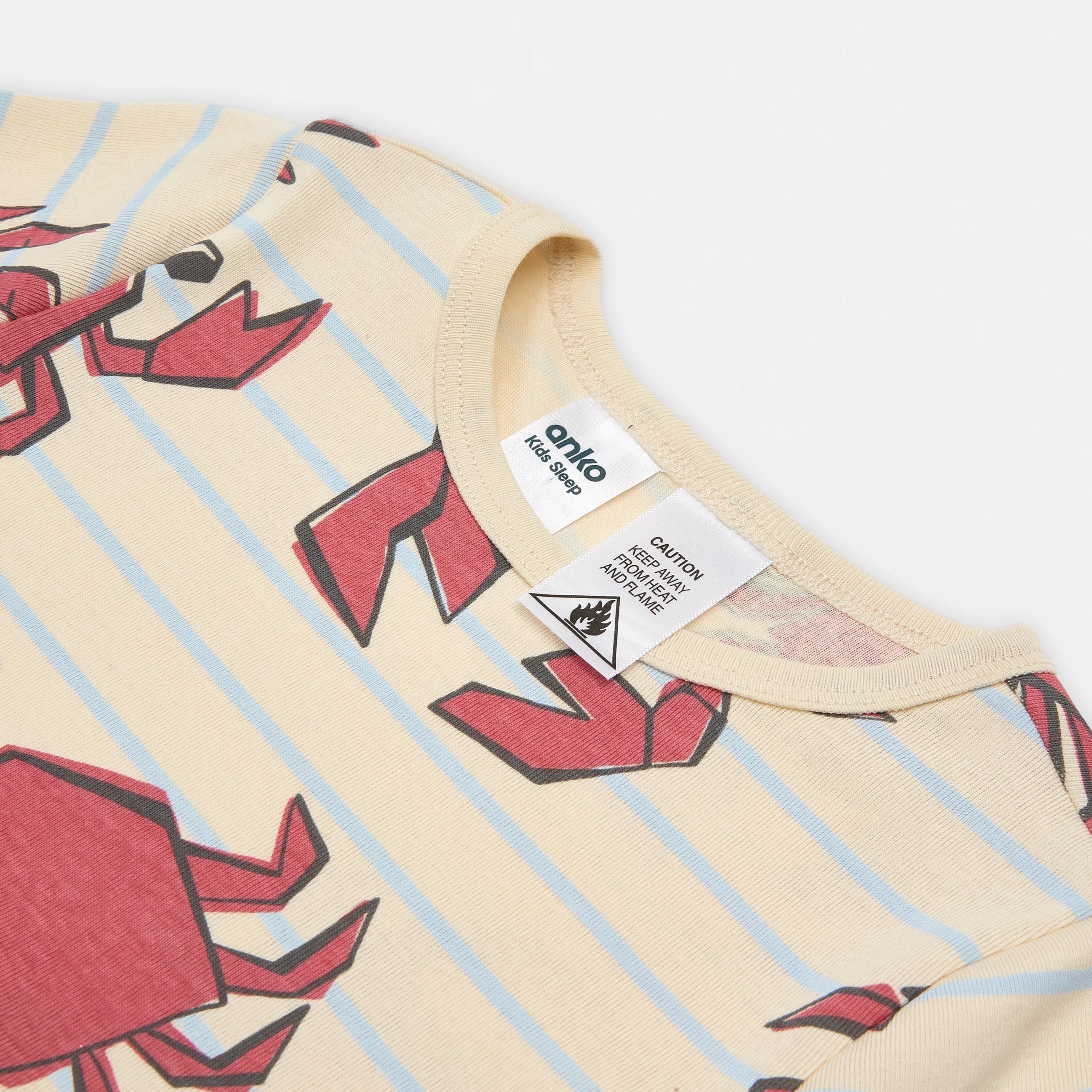 9 Short Sleeve Skinny Rib Pyjama Set BEIGE CRABS, 9 of 10
