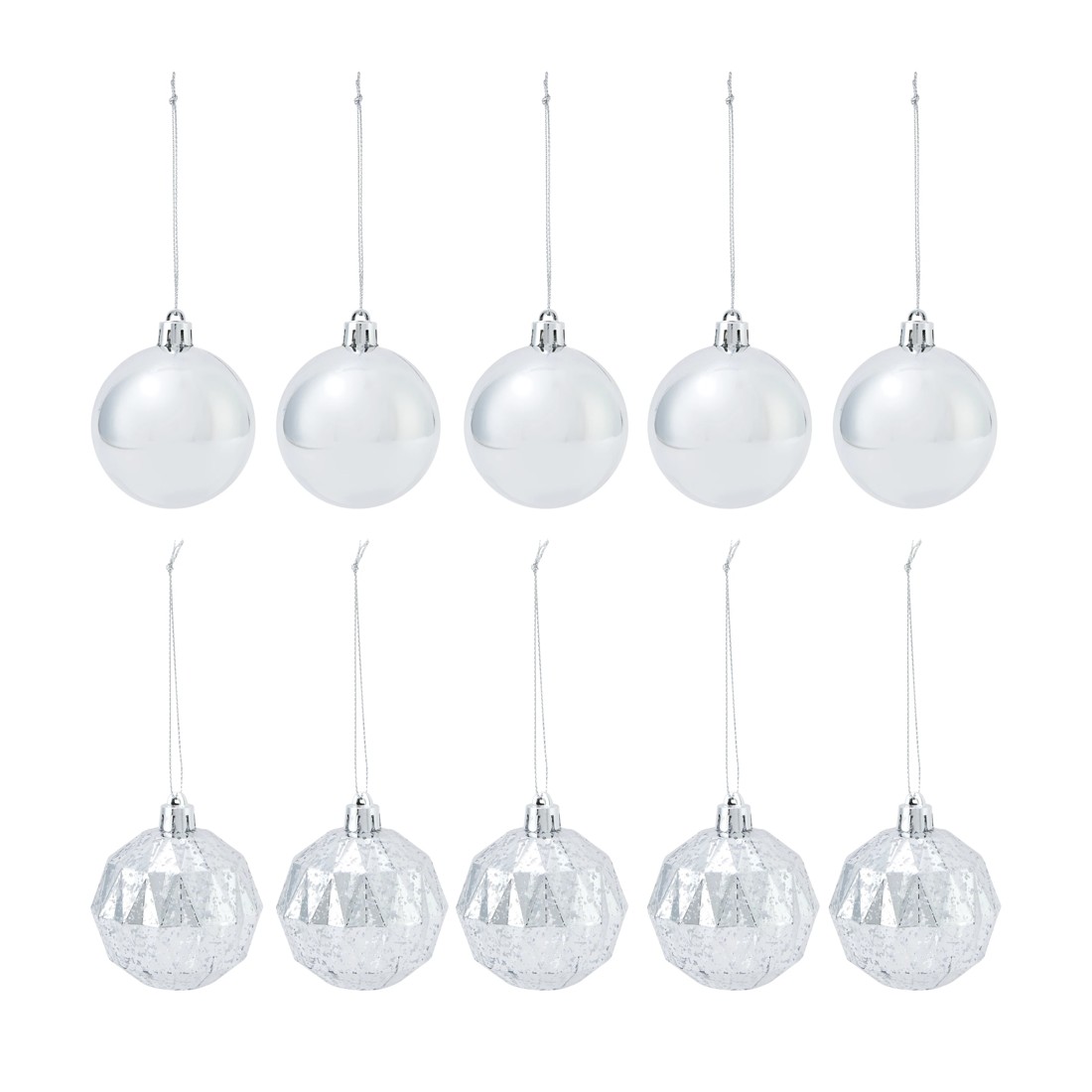 2 10 Pack 6cm Silver Baubles, 2 of 6