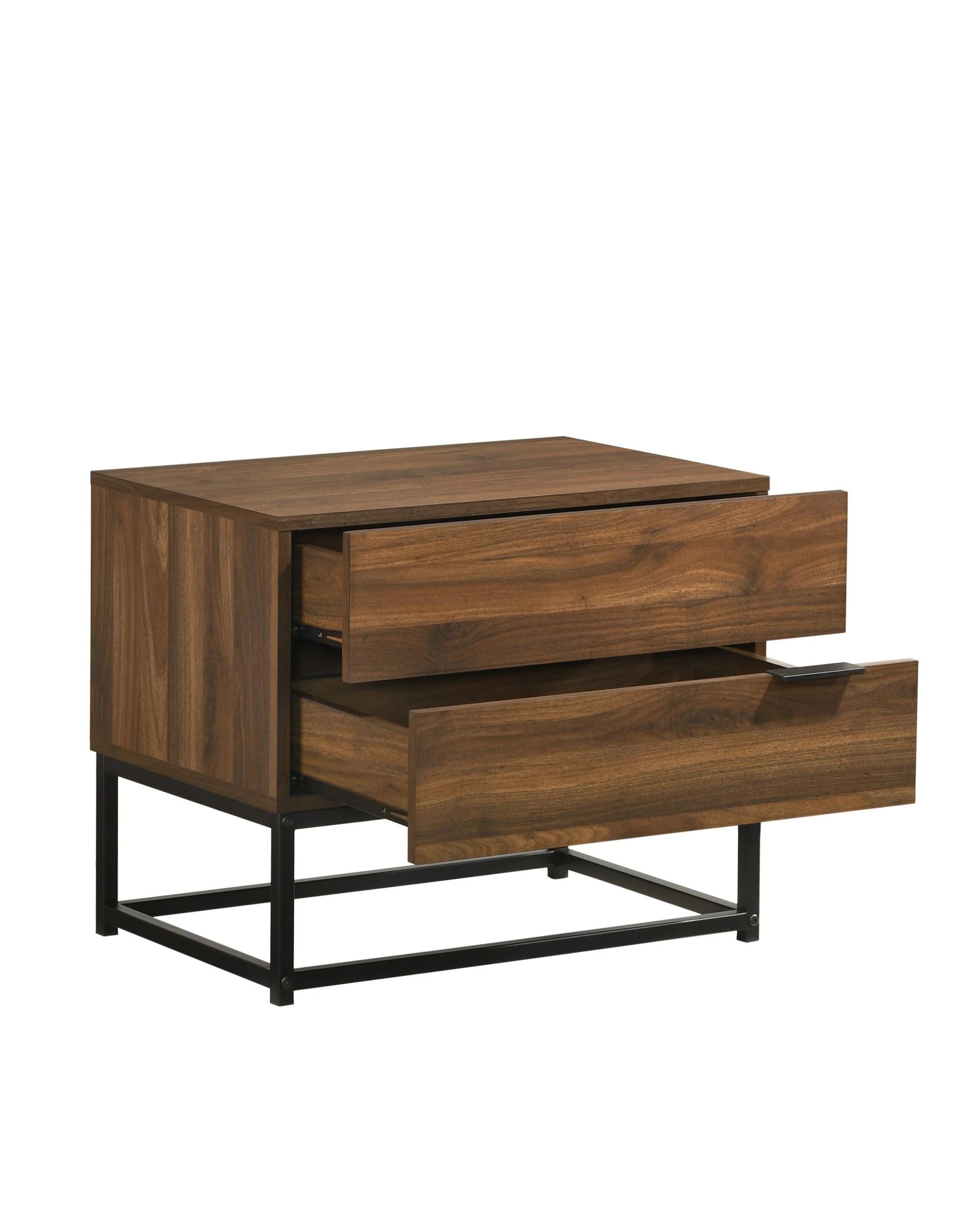 4 Kodu Bedside Table 2 Drawer Industrial Side Table Nightstand woodgrain - Brown, 4 of 5