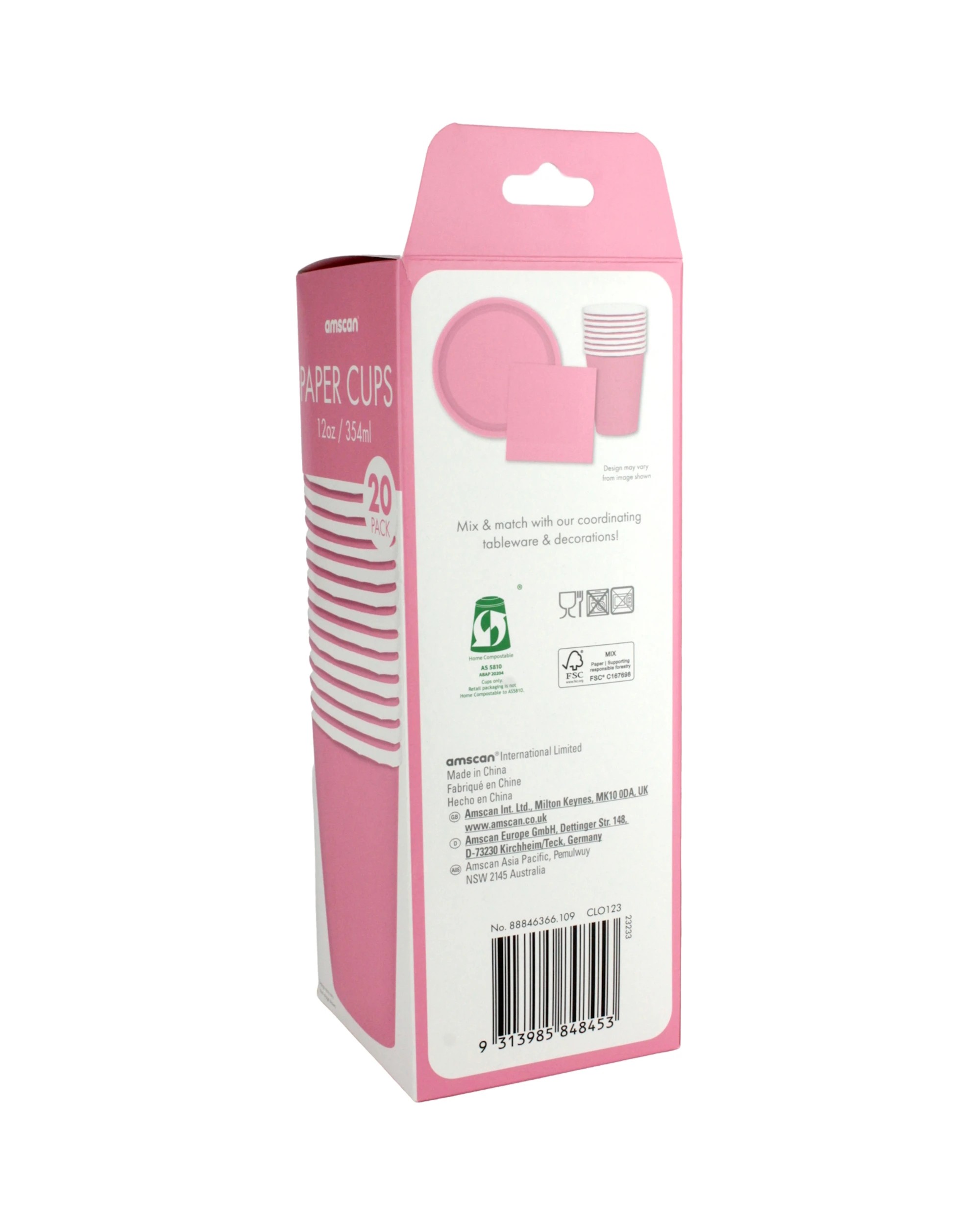3 Amscan Paper Cups 354ml Pack of 20 - New Pink - New Pink, 3 of 3