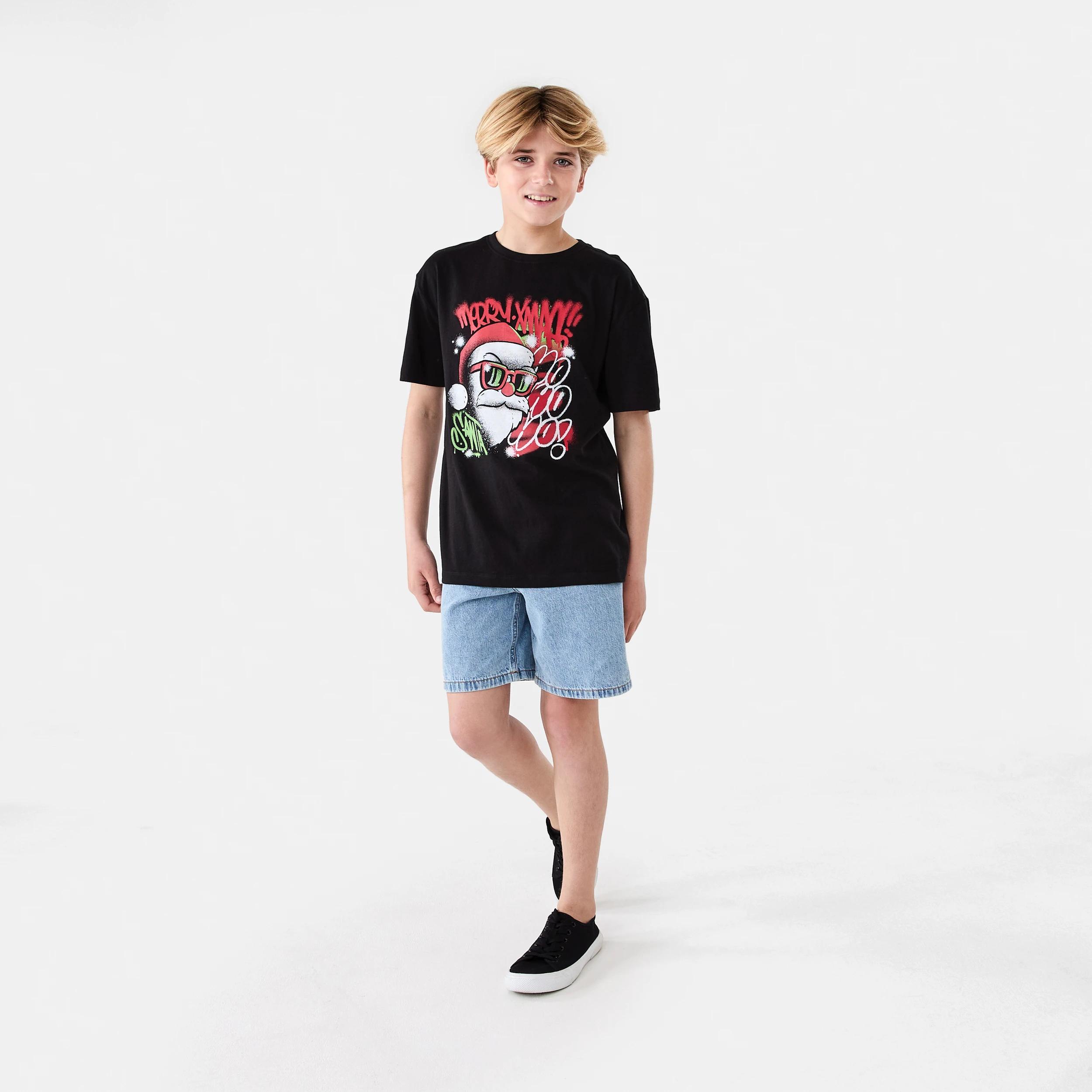 5 Christmas Short Sleeve Print T-shirt Blk Graffi, 5 of 6