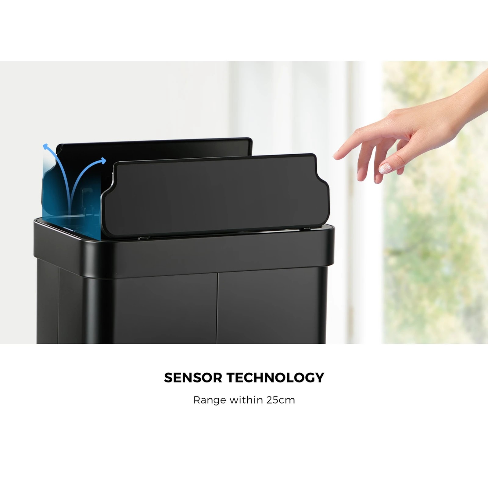 5 Oikiture 75L Motion Sensor Rubbish Bin Stainless Steel - Black, 5 of 10