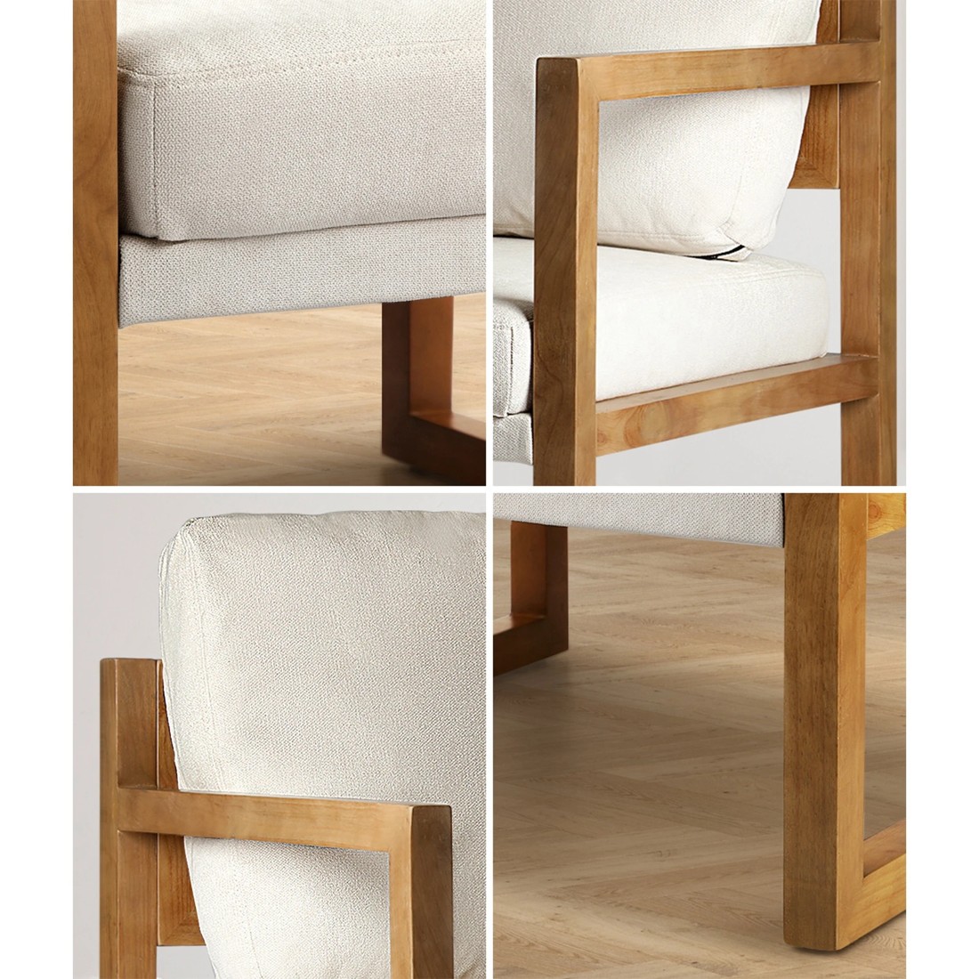 4 Oikiture Armchair Lounge Sofa Chair Fabric Accent Chairs Tub Armchairs Couches
 - Beige, 4 of 10