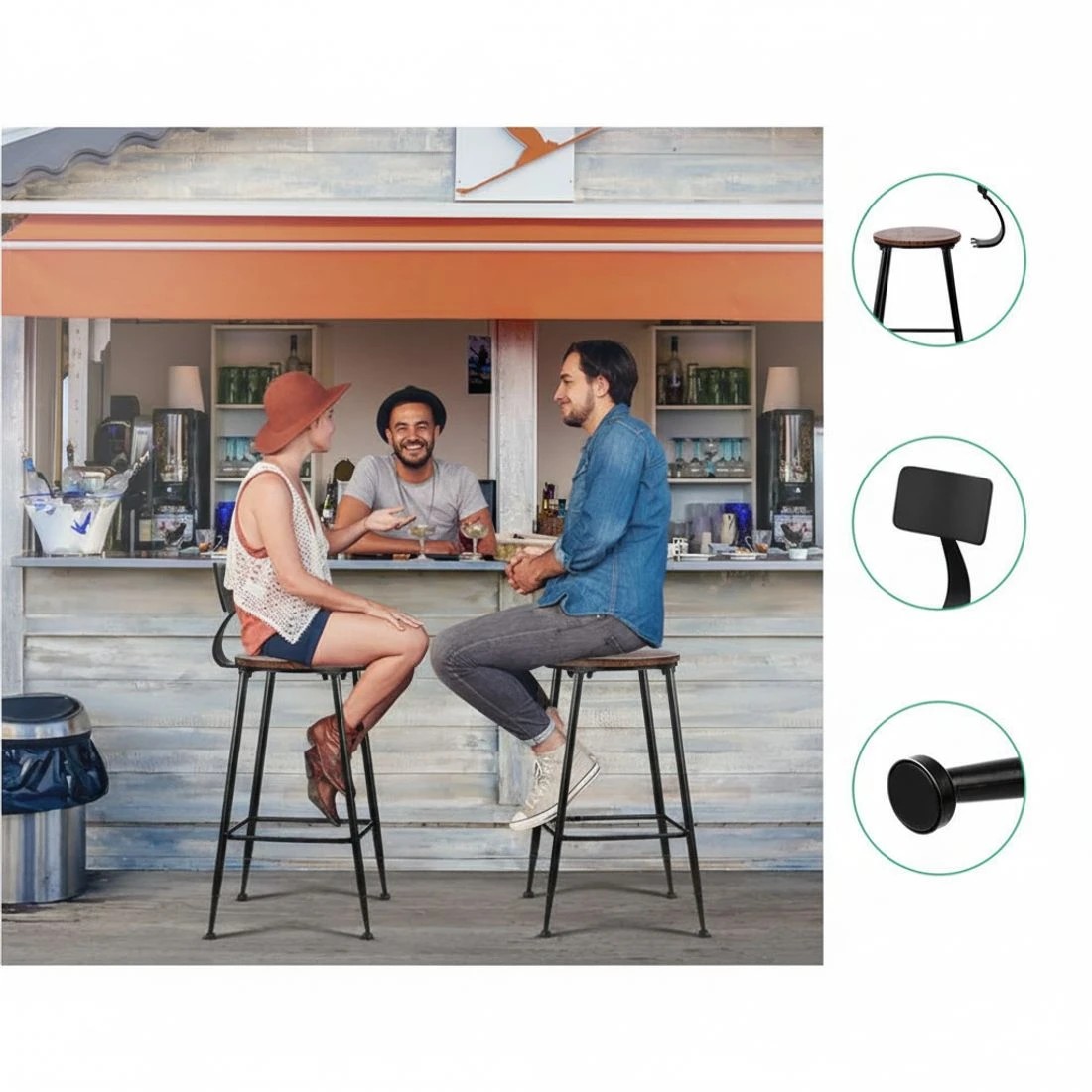 5 Artiss 2x Bar Stools Vintage Metal - Brown, 5 of 6