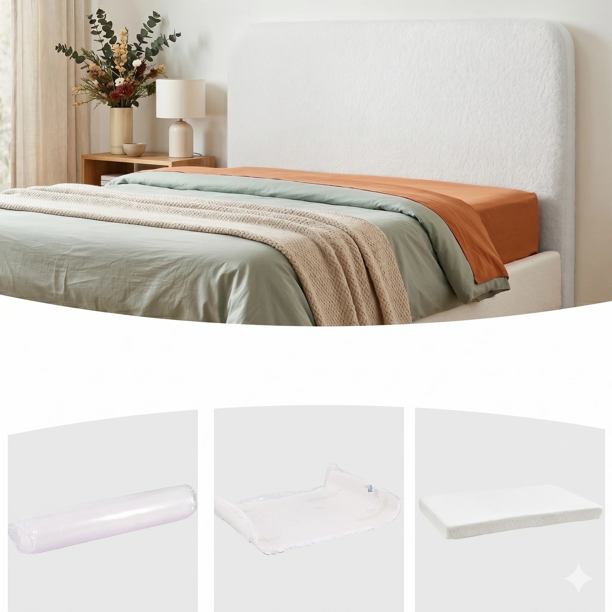 4 Artiss Queen Size Headboard for Bed Frame Boucle Fabric No-Assembly Removable Washable Cover 172cm - White, 4 of 8