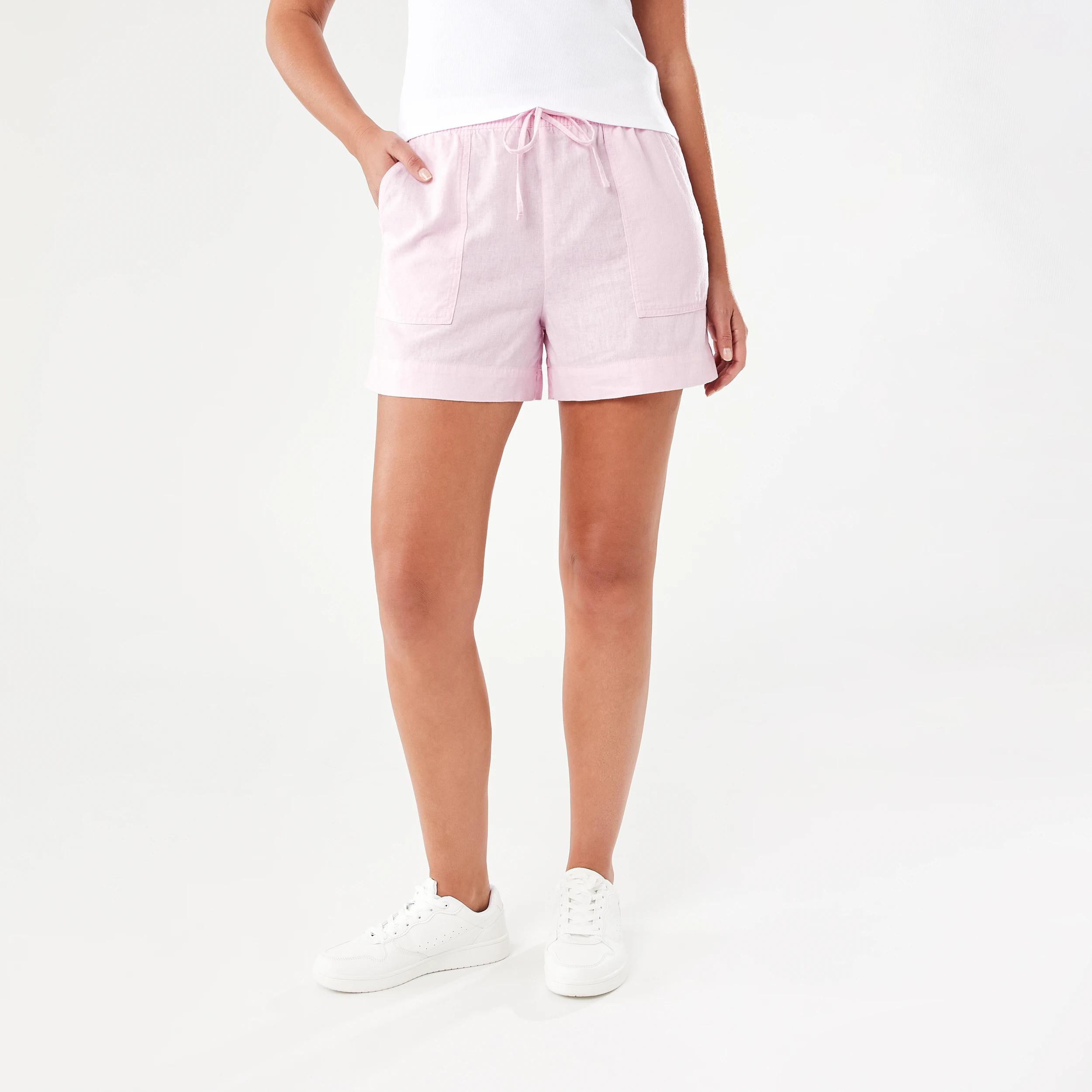 6 Linen Blend Patch Pocket Shorts Chery Pink, 6 of 6
