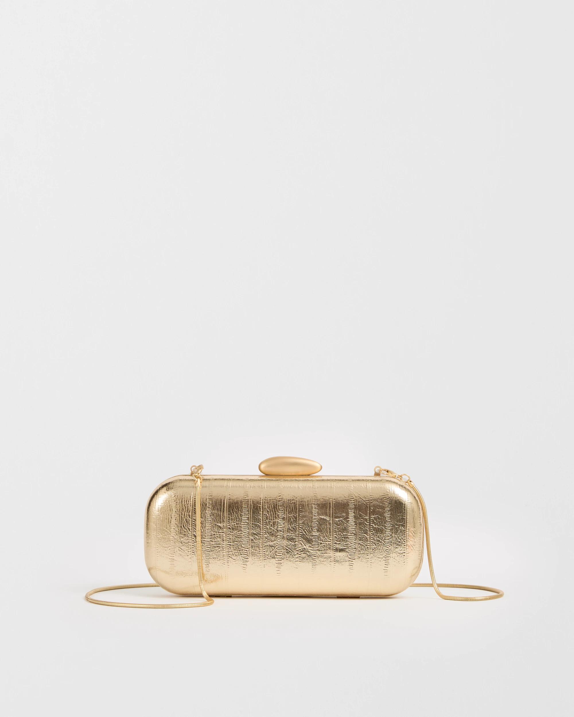 1 Target Woman Embossed Hard Clutch Bag GOLD, 1 of 3
