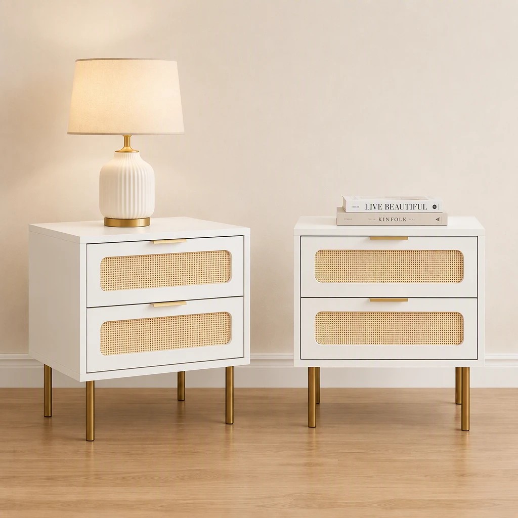 6 Artiss 2x Rattan Bedside Table 2 Drawers - Multi, 6 of 6