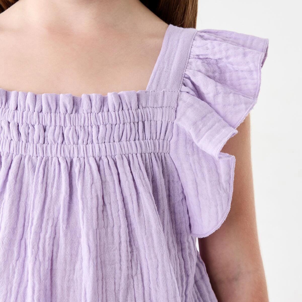 4 Woven Frill Top PASTEL LILAC, 4 of 6