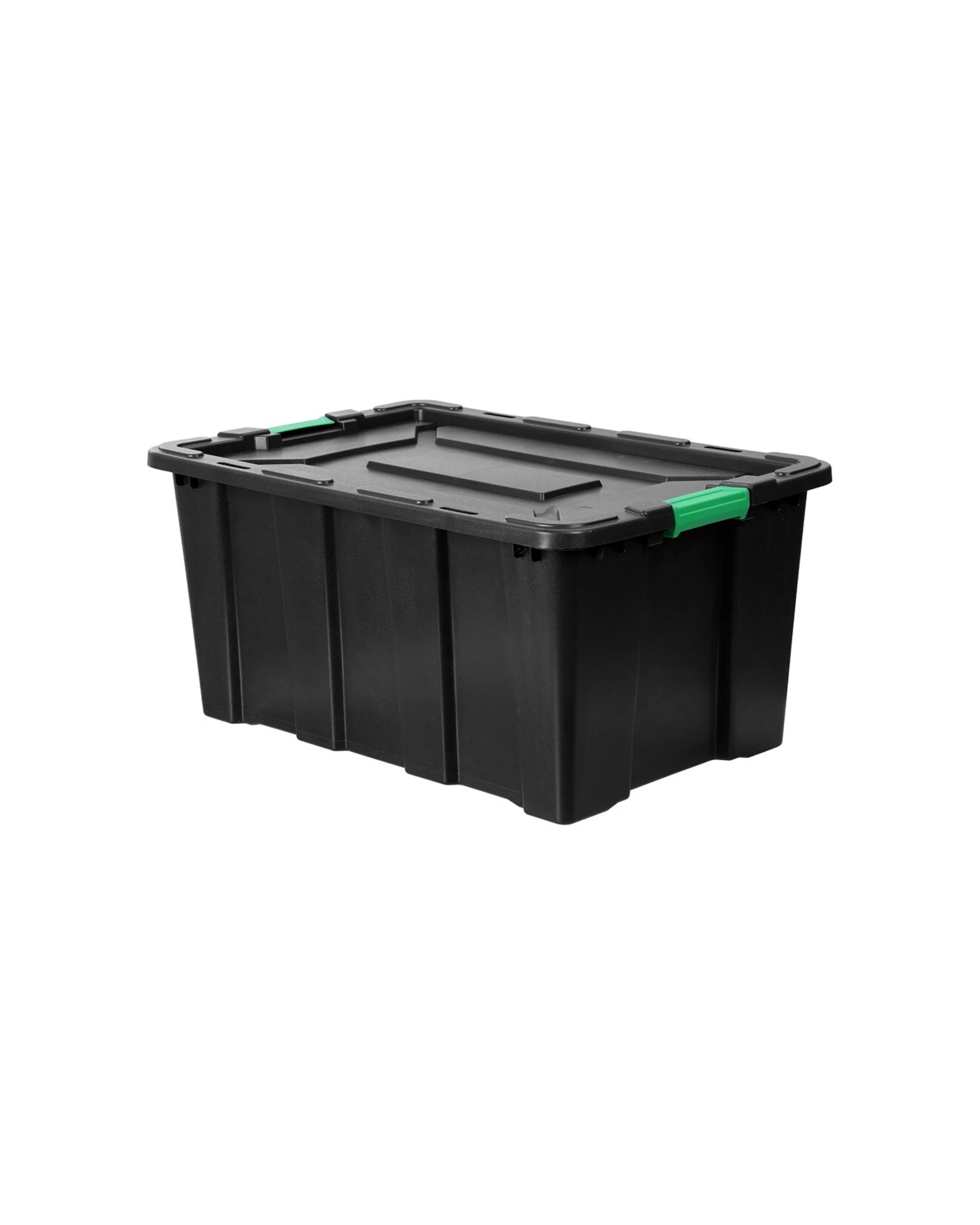 2 Boxsweden 100 Litre Eco Recycled Storage Box Heavy Duty Clip Lock Labelled Front - Black, 2 of 3