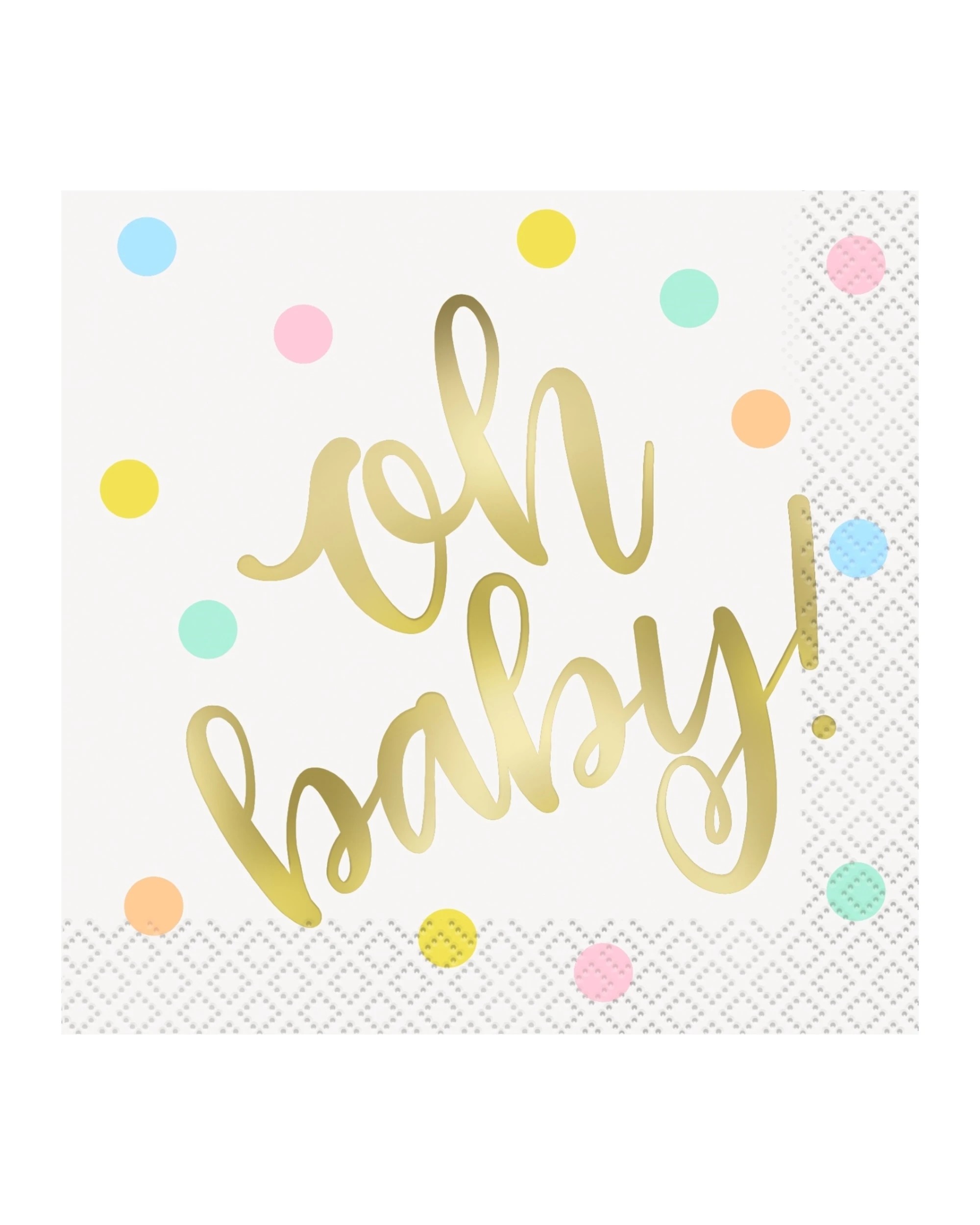 1 Unique Oh Baby Small Napkins Serviettes Pack of 16 - Multi, 1 of 1