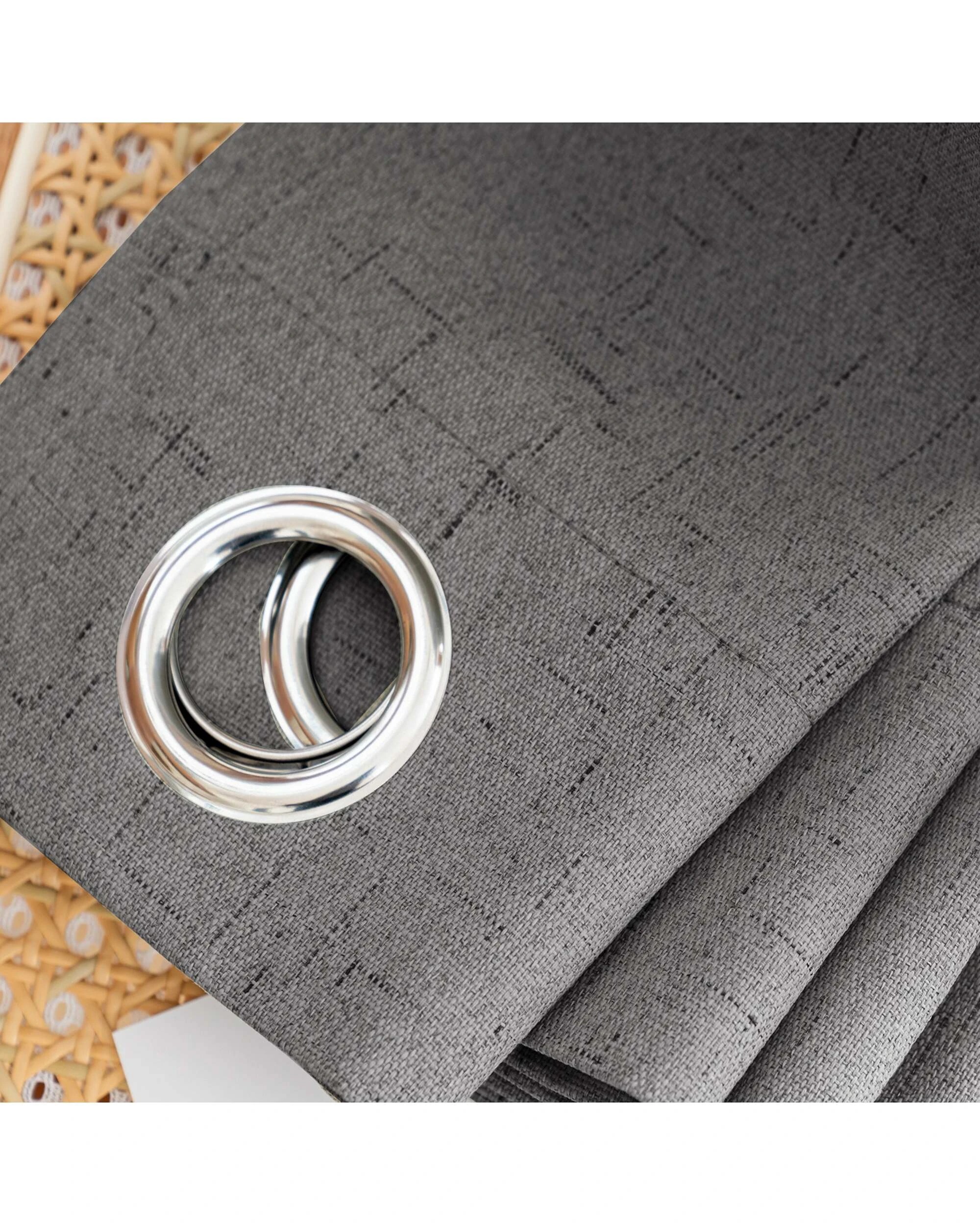 3 Smarcute Wide Blockout Faux Linen Grommet Curtain - 254x213cm - Grey, 3 of 5