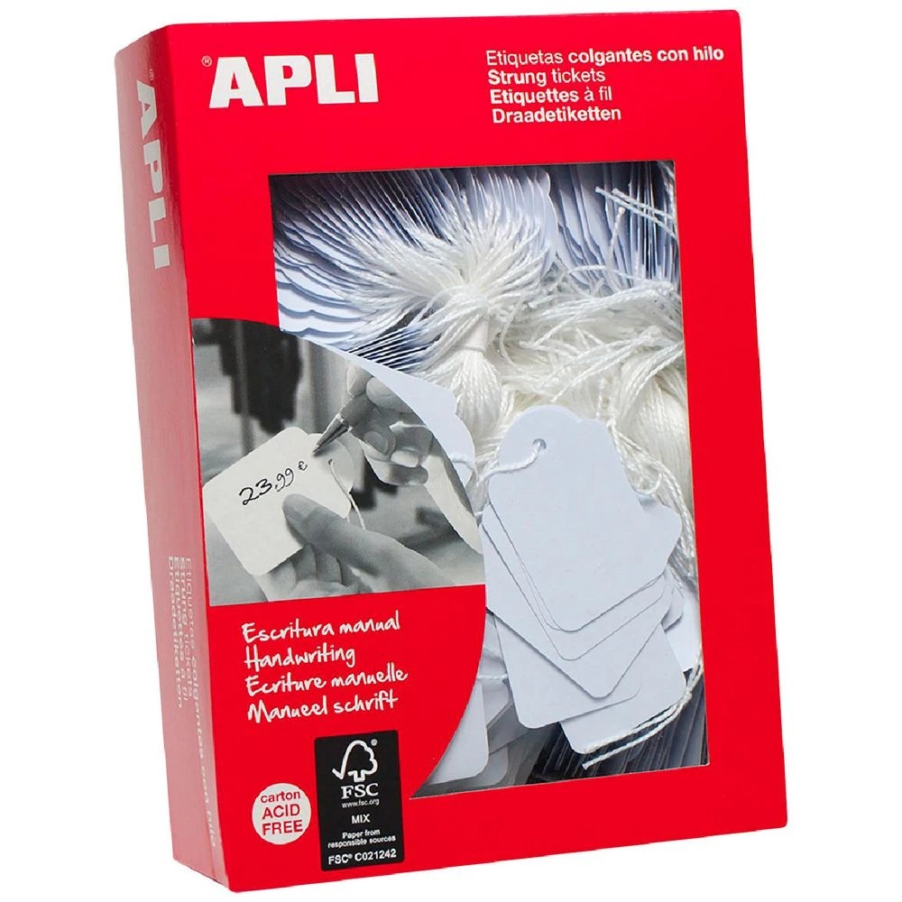 1 Apli Strung Tickets 50 x 70mm White 400 Pack, 1 of 1
