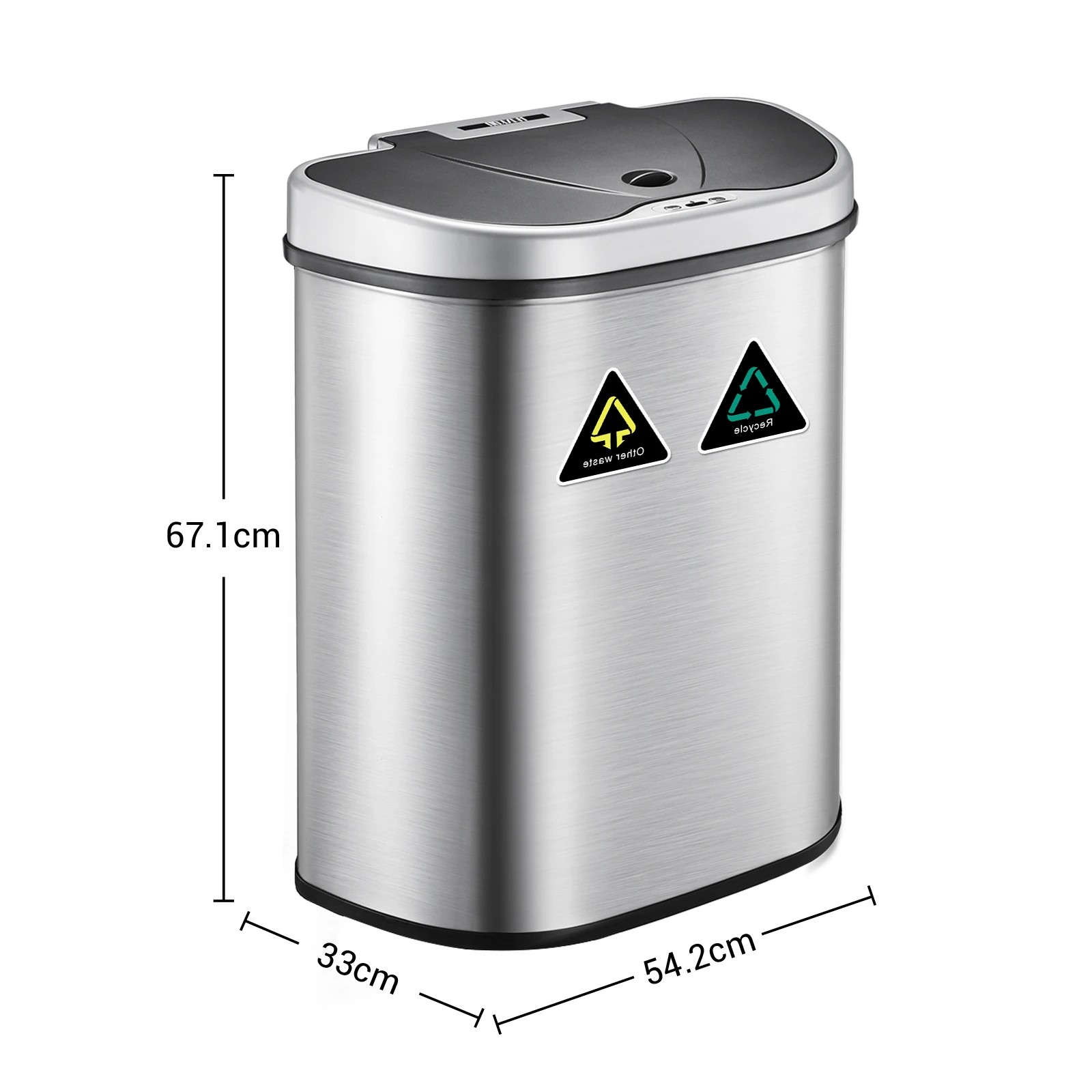 1 Maxkon 70L Sensor Rubbish Bin Dustbin Recycling Waste Garbage Motion Dual Kitchen Trash Can Auto Household Stepbin, 1 of 4