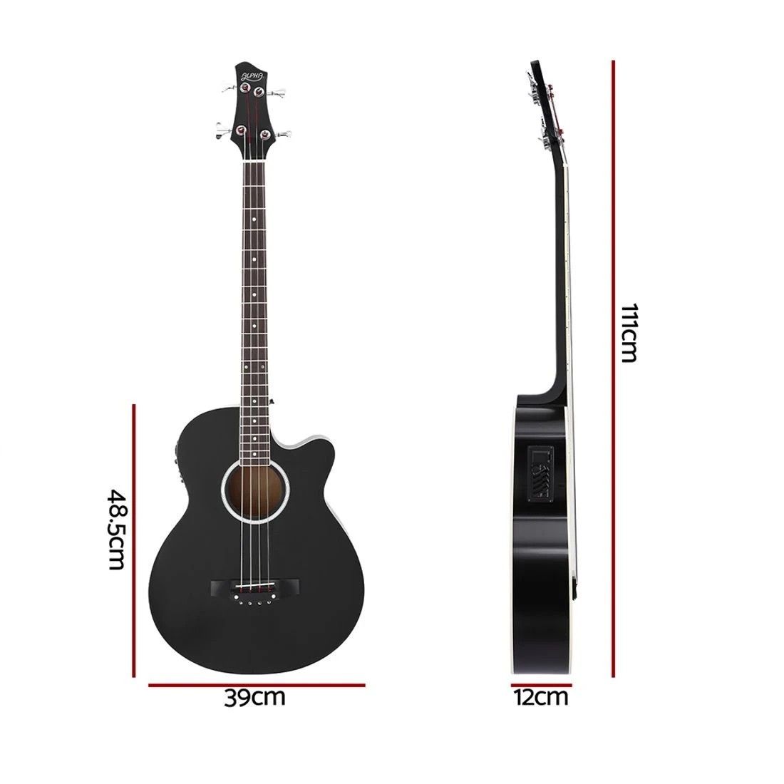 2 Alpha 43" Acoustic Bass Guitar 4-Band EQ - Black, 2 of 6