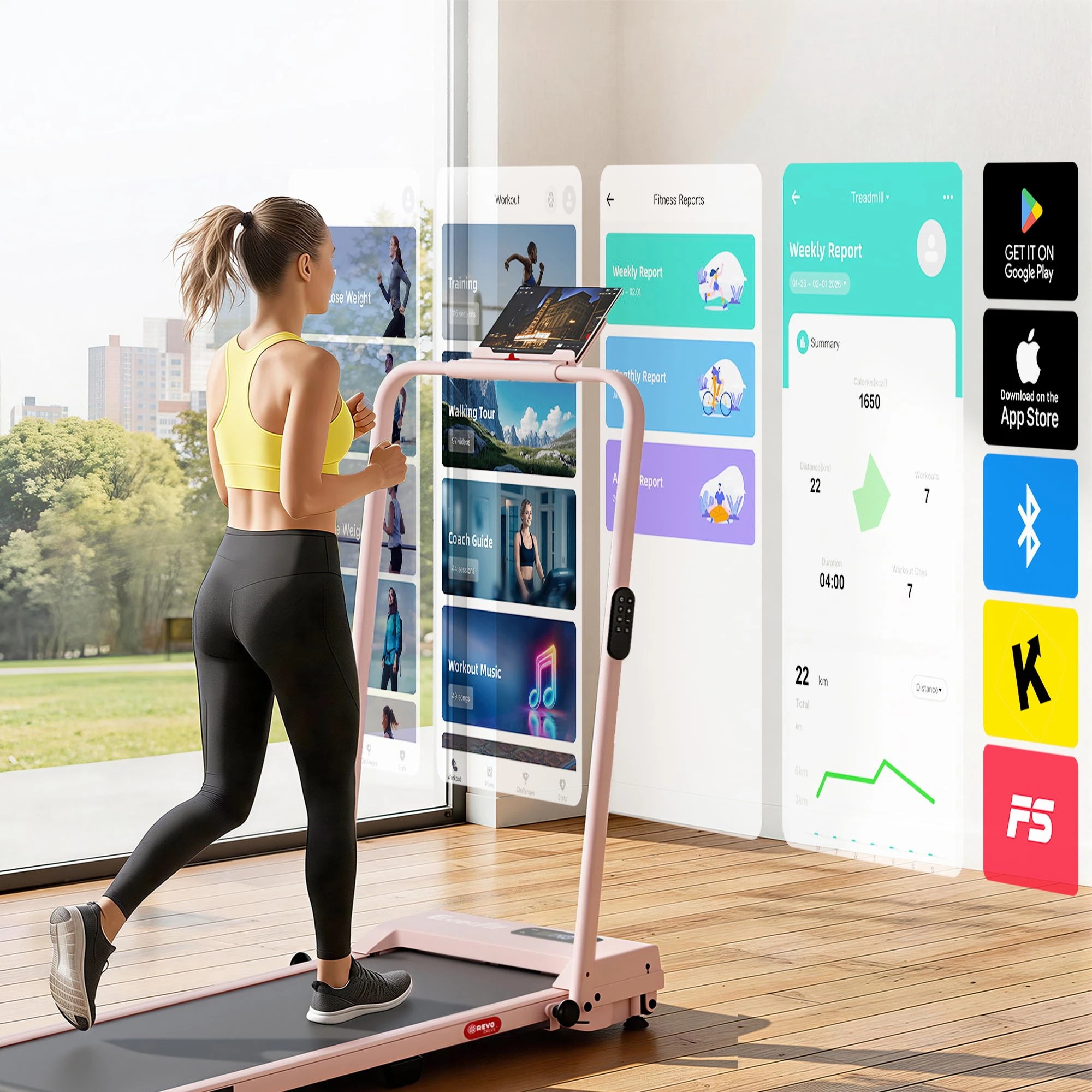7 Everfit 3 in 1 Walking Pad Treadmill 12% Incline Under Desk Treadmills for Home - Pink, 7 of 10