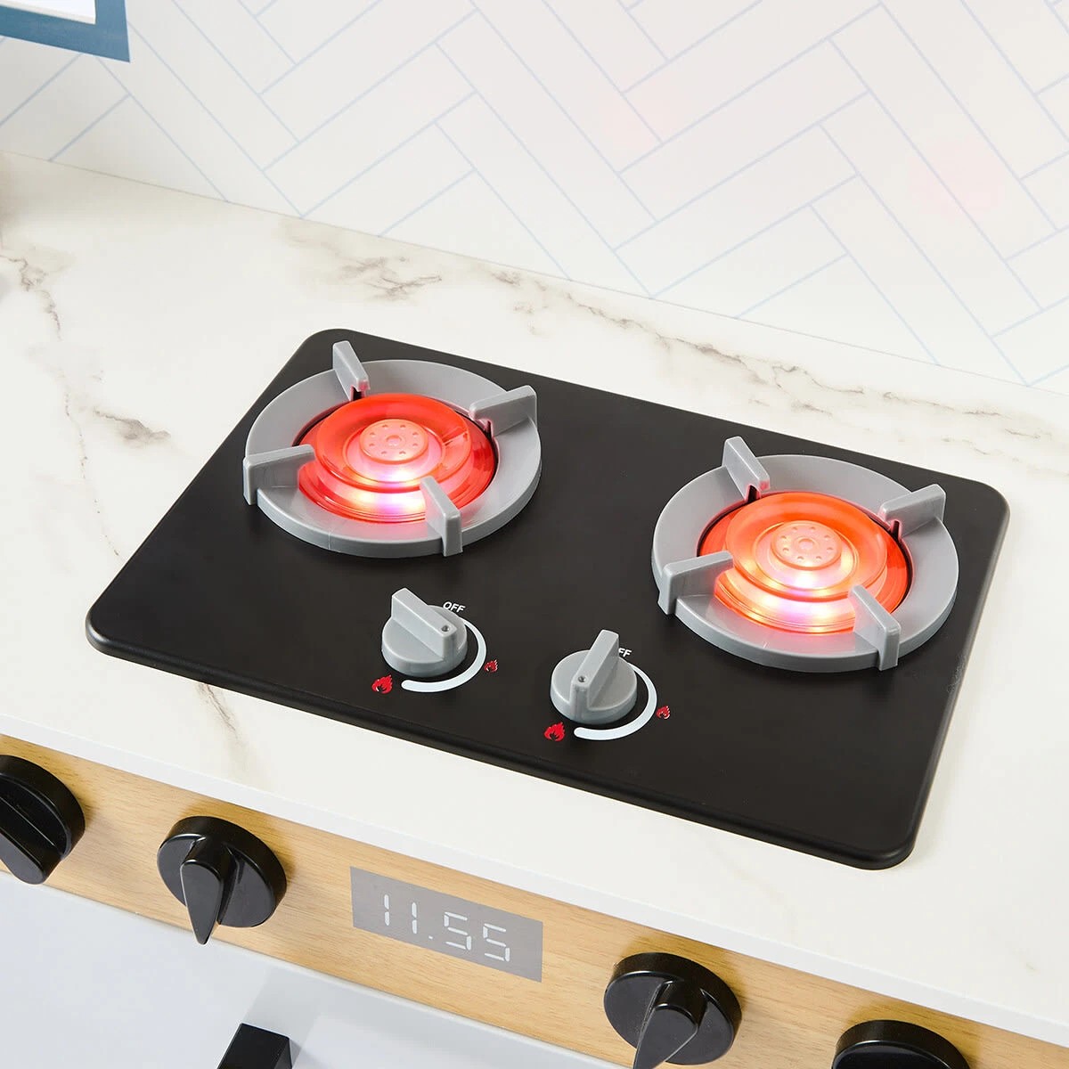 8 Wooden Deluxe Kitchen with Light and Sound Stove Toy, 8 of 10
