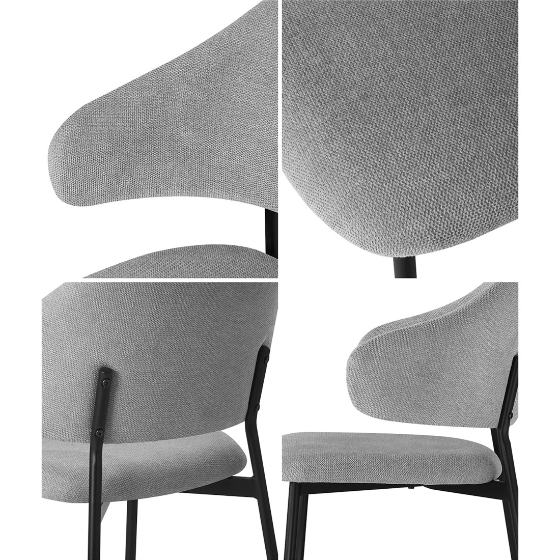 4 Oikiture 2x Dining Chair Accent Chairs Tub Armchairs Fabric
 - Grey, 4 of 10