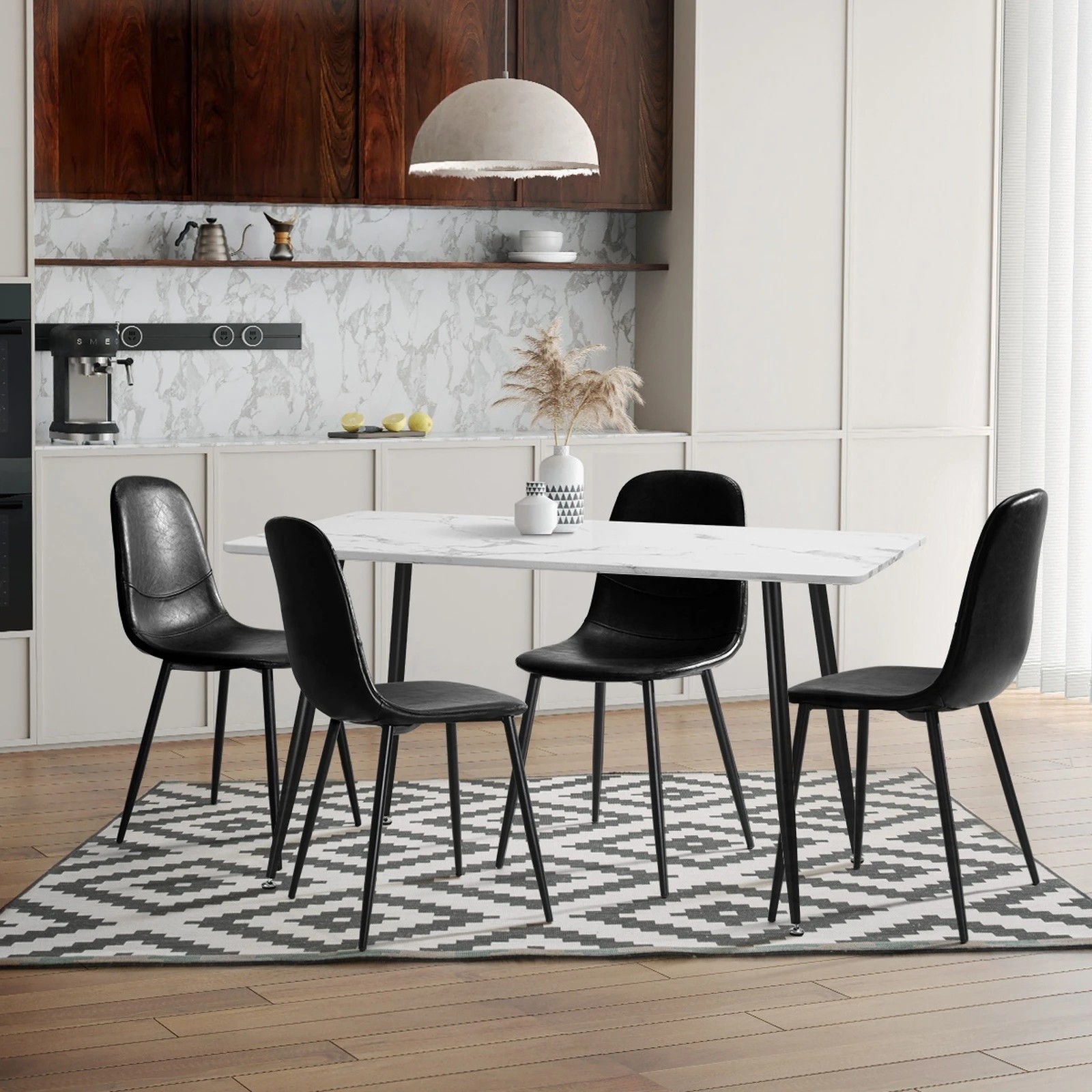 5 Oikiture 2x Dining Chairs Kitchen Accent Chair Lounge Room Pu Leather
 - Black, 5 of 10