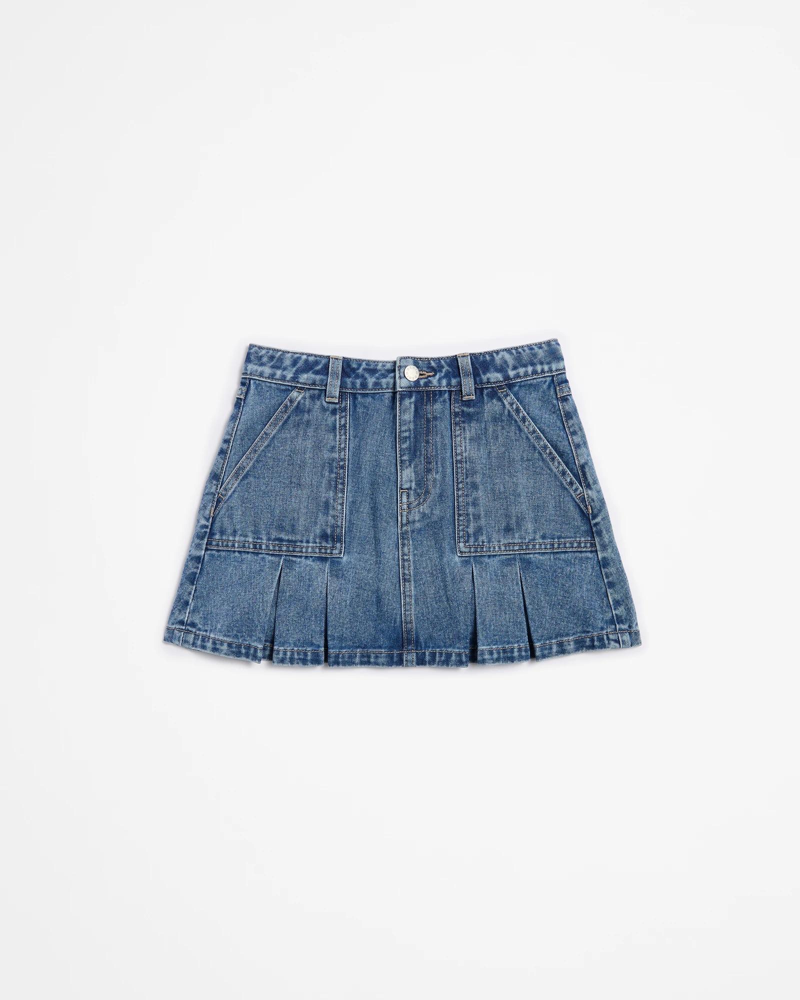 4 Target Denim Utility Pleat Skirt MID WASH, 4 of 7